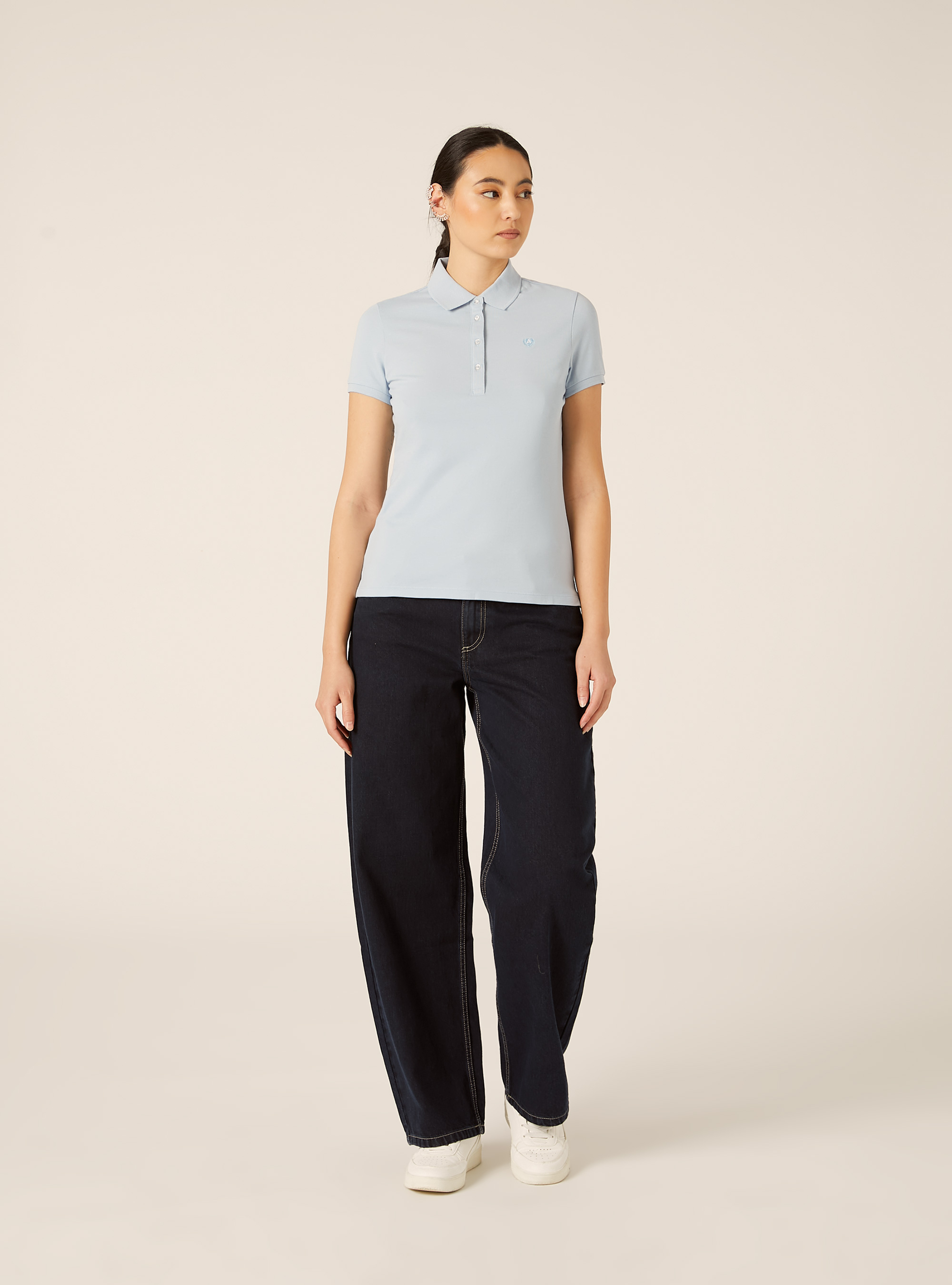 Slim Fit Polo Shirt with Embroidered Logo, AZ3 AZURE LIGHT
