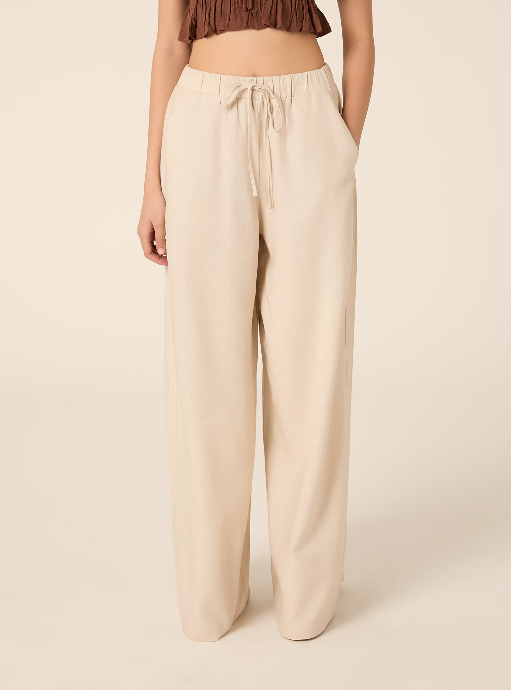 Palazzohose aus Leinel, BG2 BEIGE MEDIUM