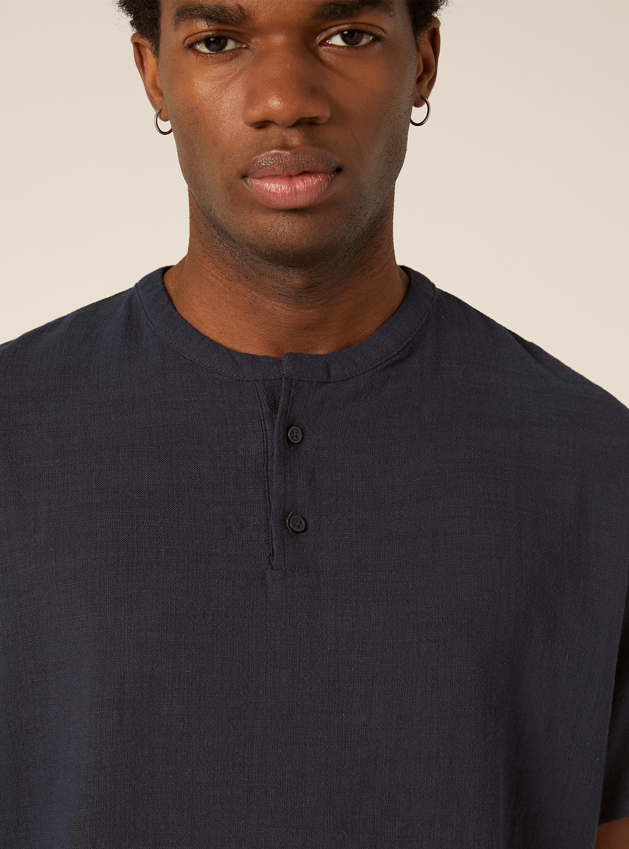 Short Sleeve Henley Shirt, NA2 NAVY MEDIUM