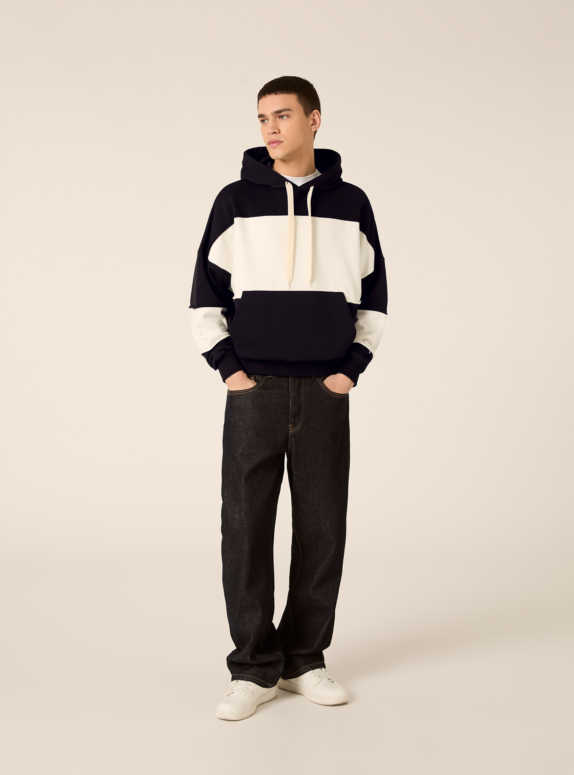 Sudadera a rayas de corte holgado, NA1 NAVY DARK