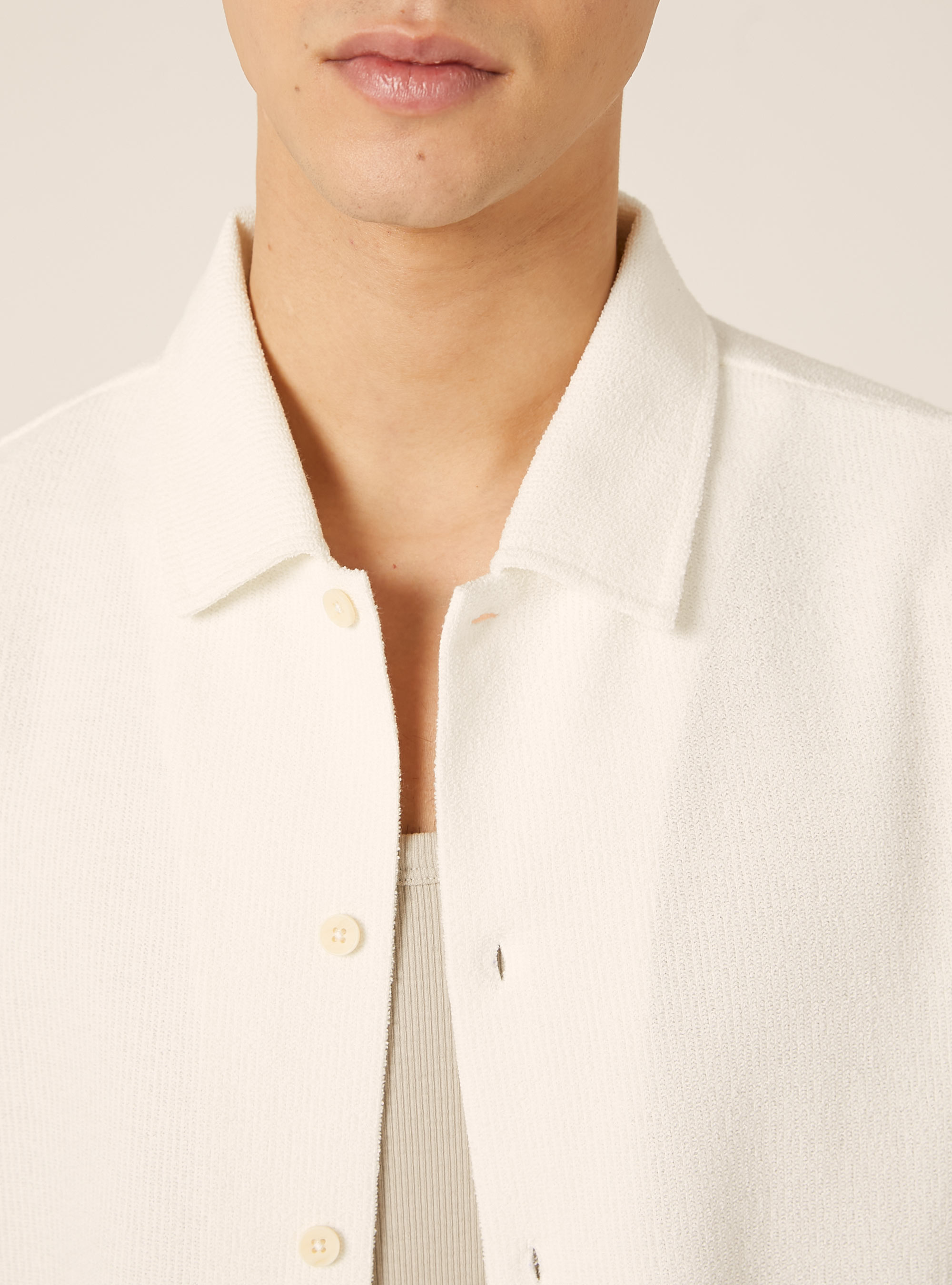 Kurzarmhemd mit Textur, WH1 OFF WHITE
