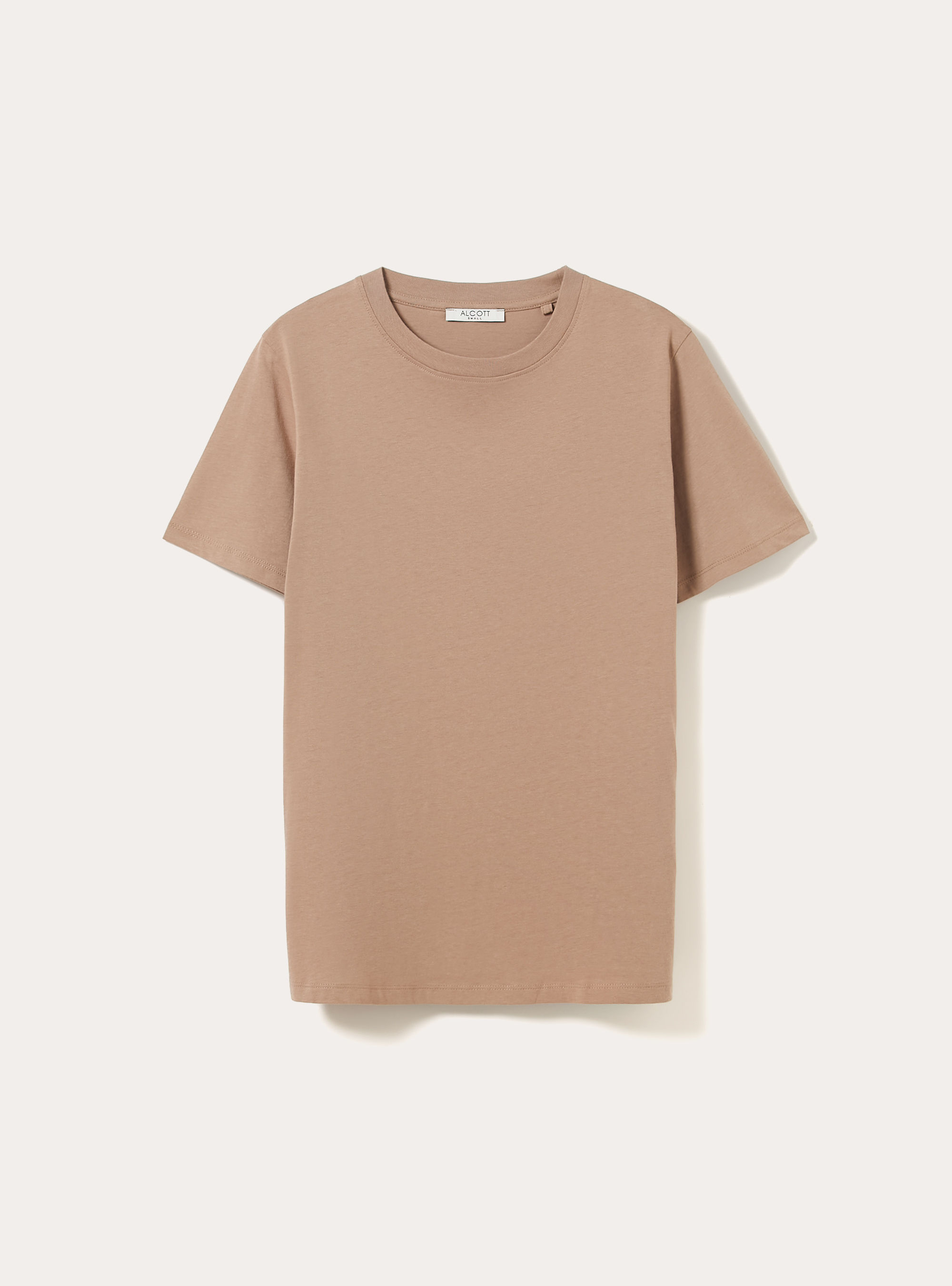 Camiseta de cuello redondo de algod&oacute;n, BR3 BROWN LIGHT