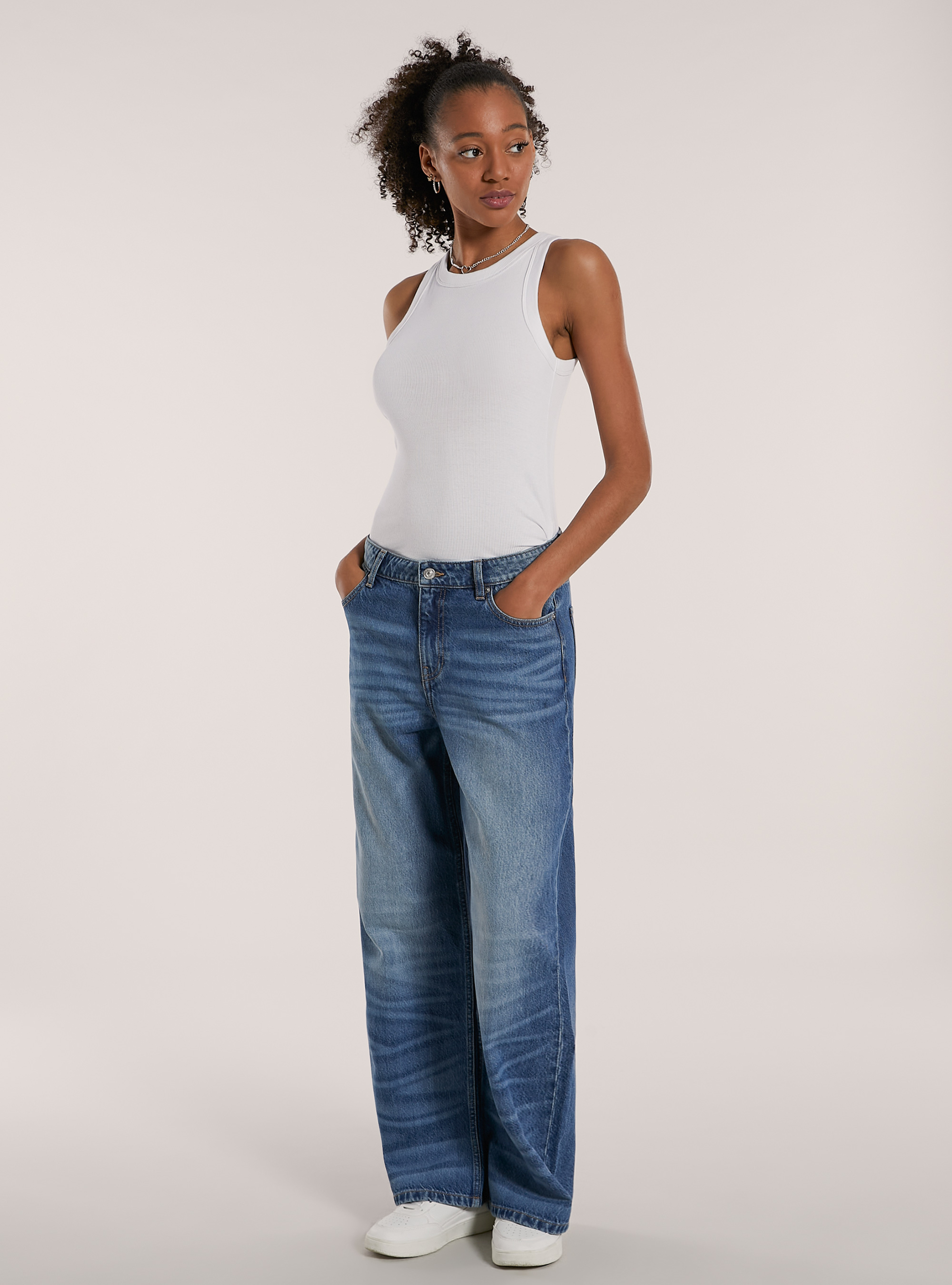 Jean de coupe ample, D003 MEDIUM BLUE