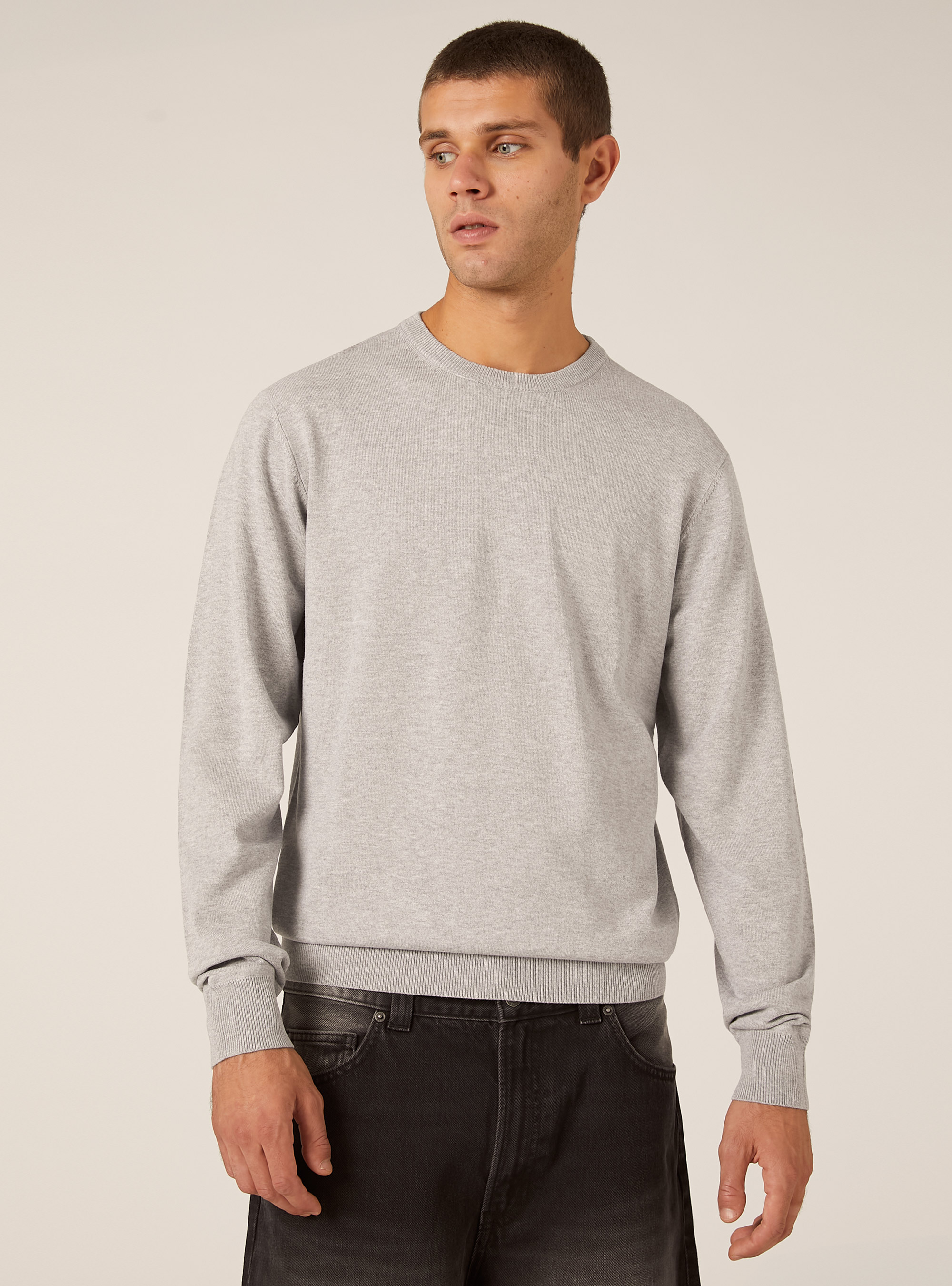Pull &agrave; col rond en viscose Ecovero, MGY2 GREY MEL MEDIUM