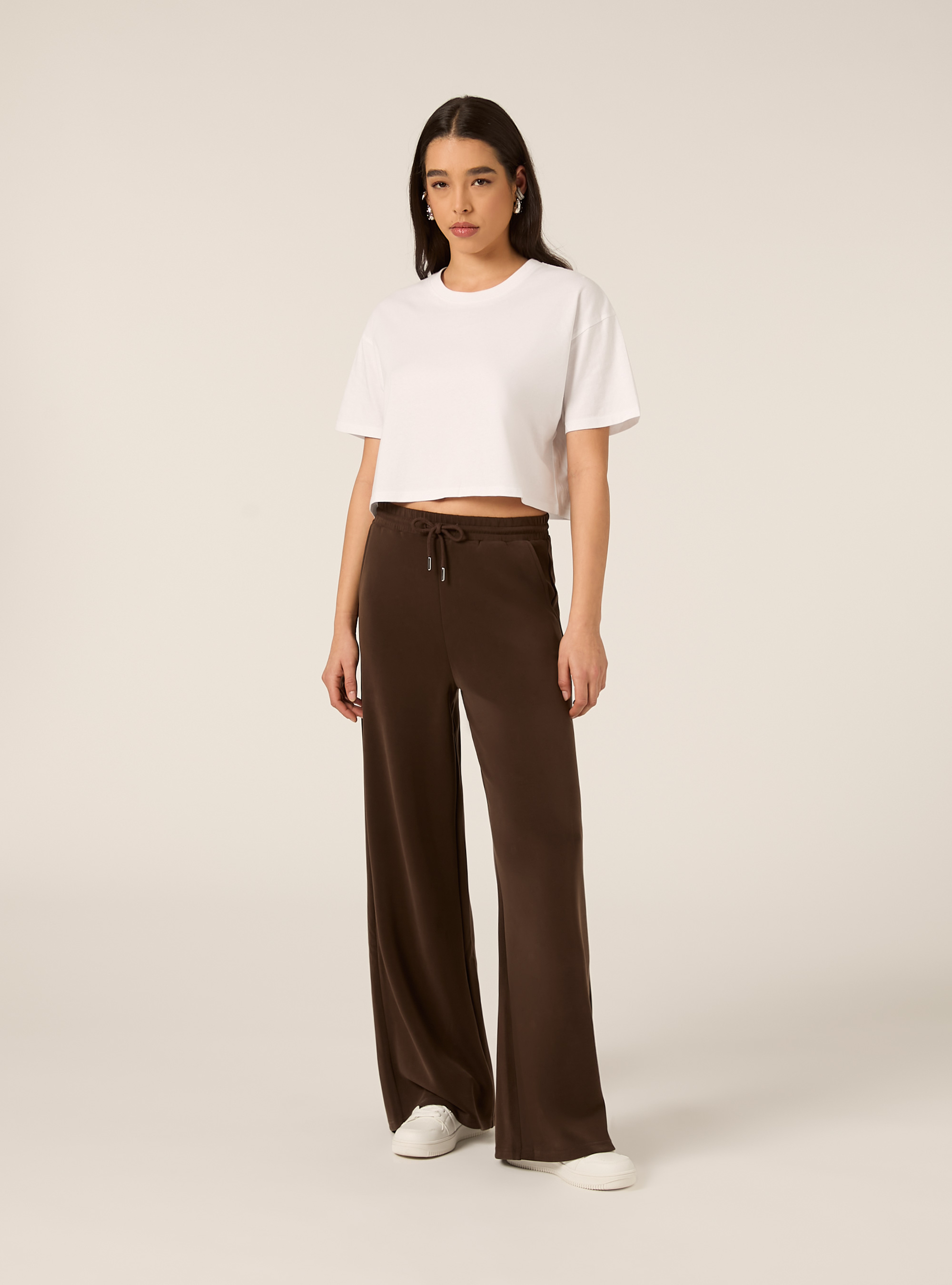 Pantalon jogging large &agrave; toucher doux, BR2 BROWN MEDIUM