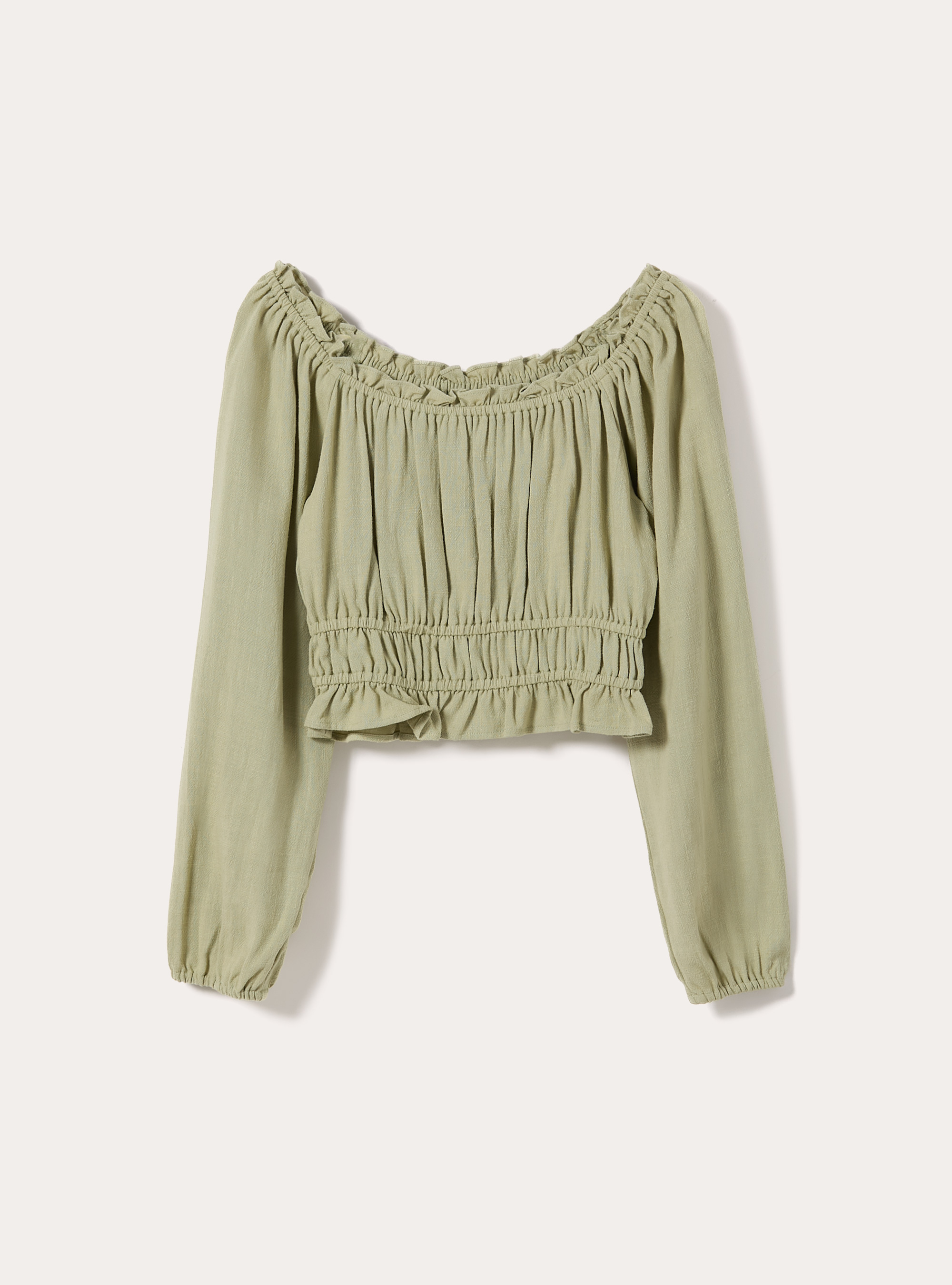 Boho-style linen-blend blouse, KY3 KAKY LIGHT