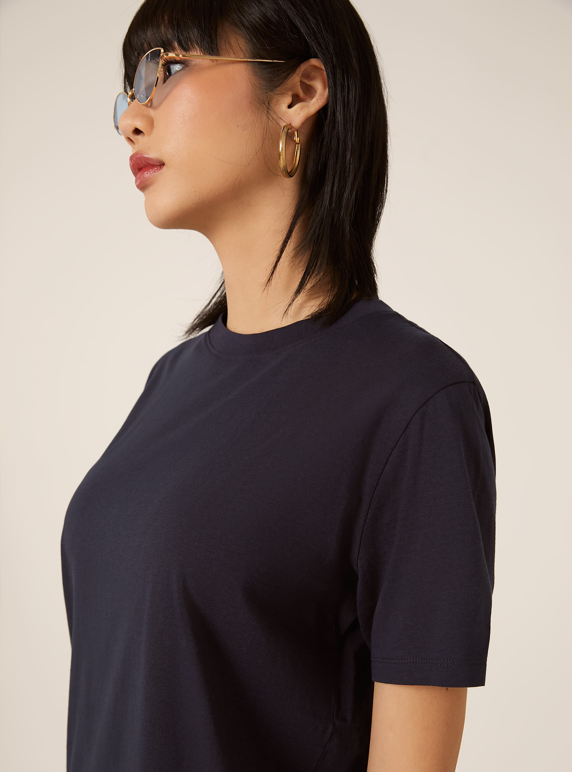 Camiseta de cuello redondo de algod&oacute;n, NA3 NAVY LIGHT