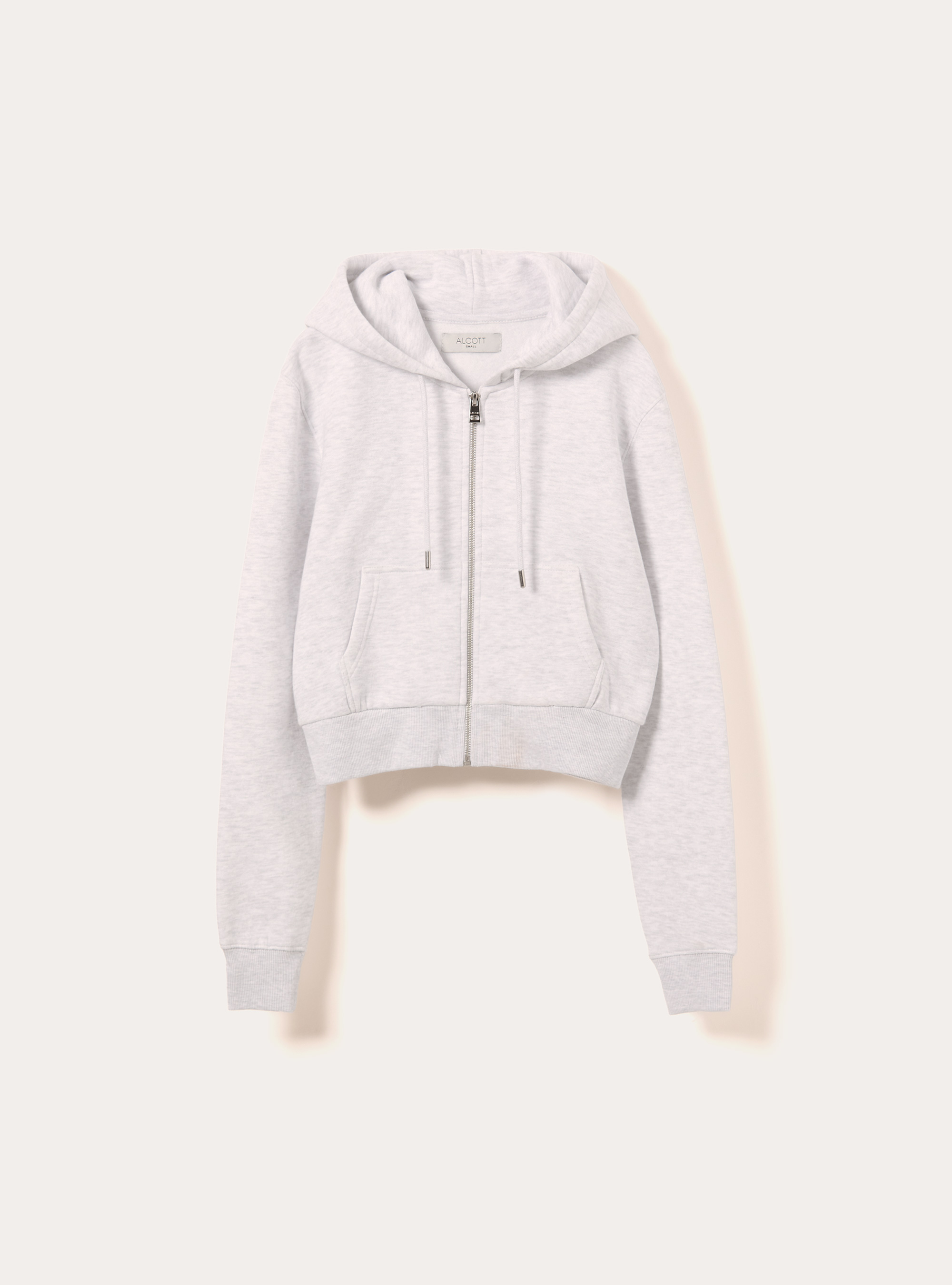 Sweat &agrave; capuche zipp&eacute; court, MGY3 GREY MEL LIGHT