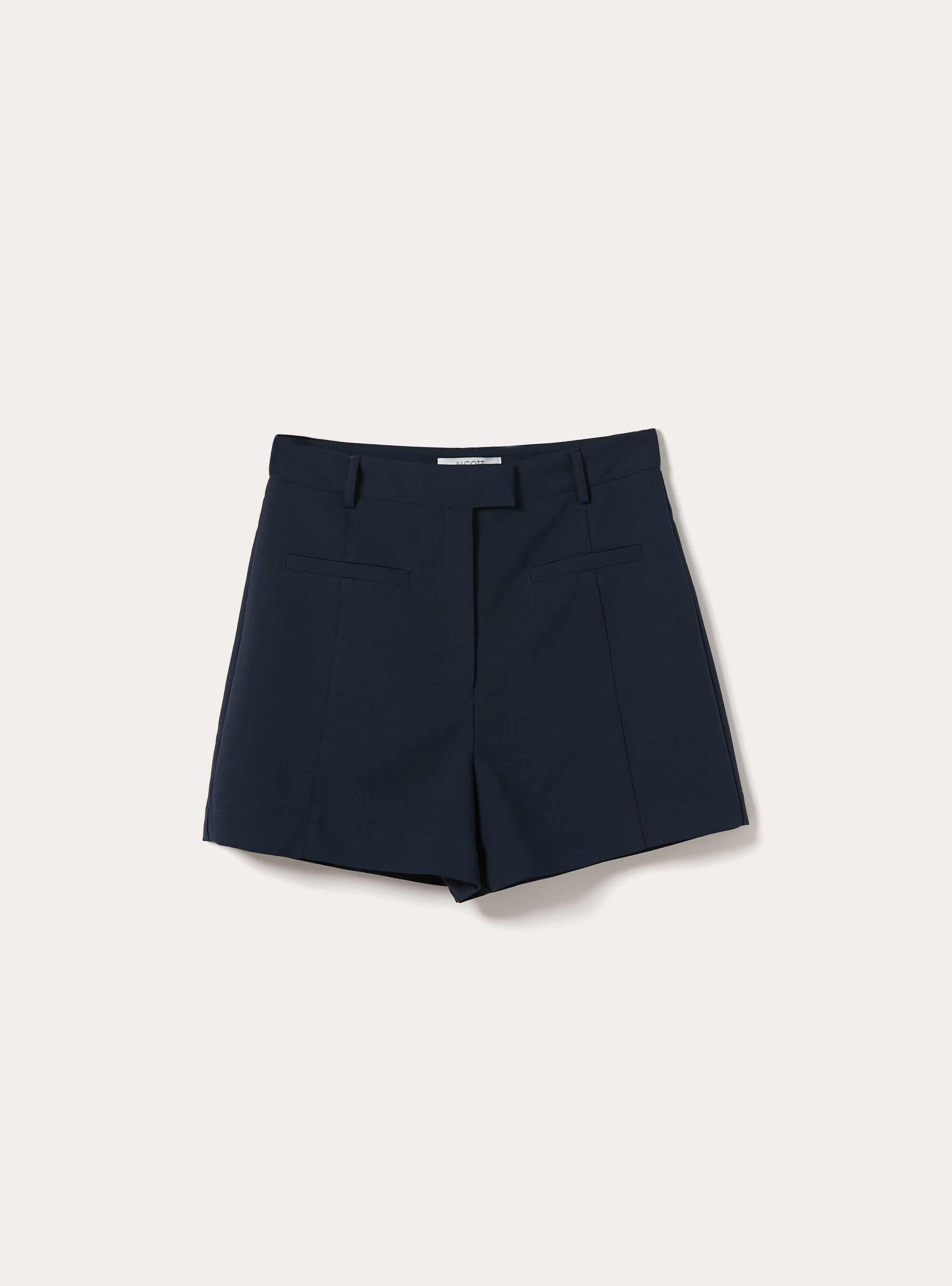 Shorts de Crep&eacute; de Color Liso, NA2 NAVY MEDIUM