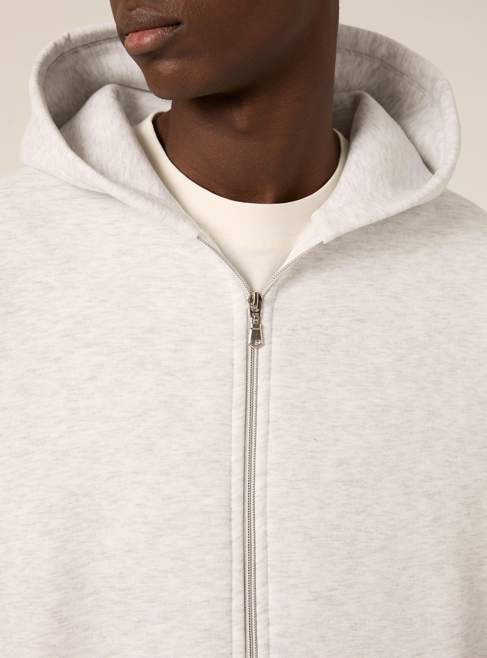 Sweat &agrave; capuche zipp&eacute; coupe boxy, MGY3 GREY MEL LIGHT