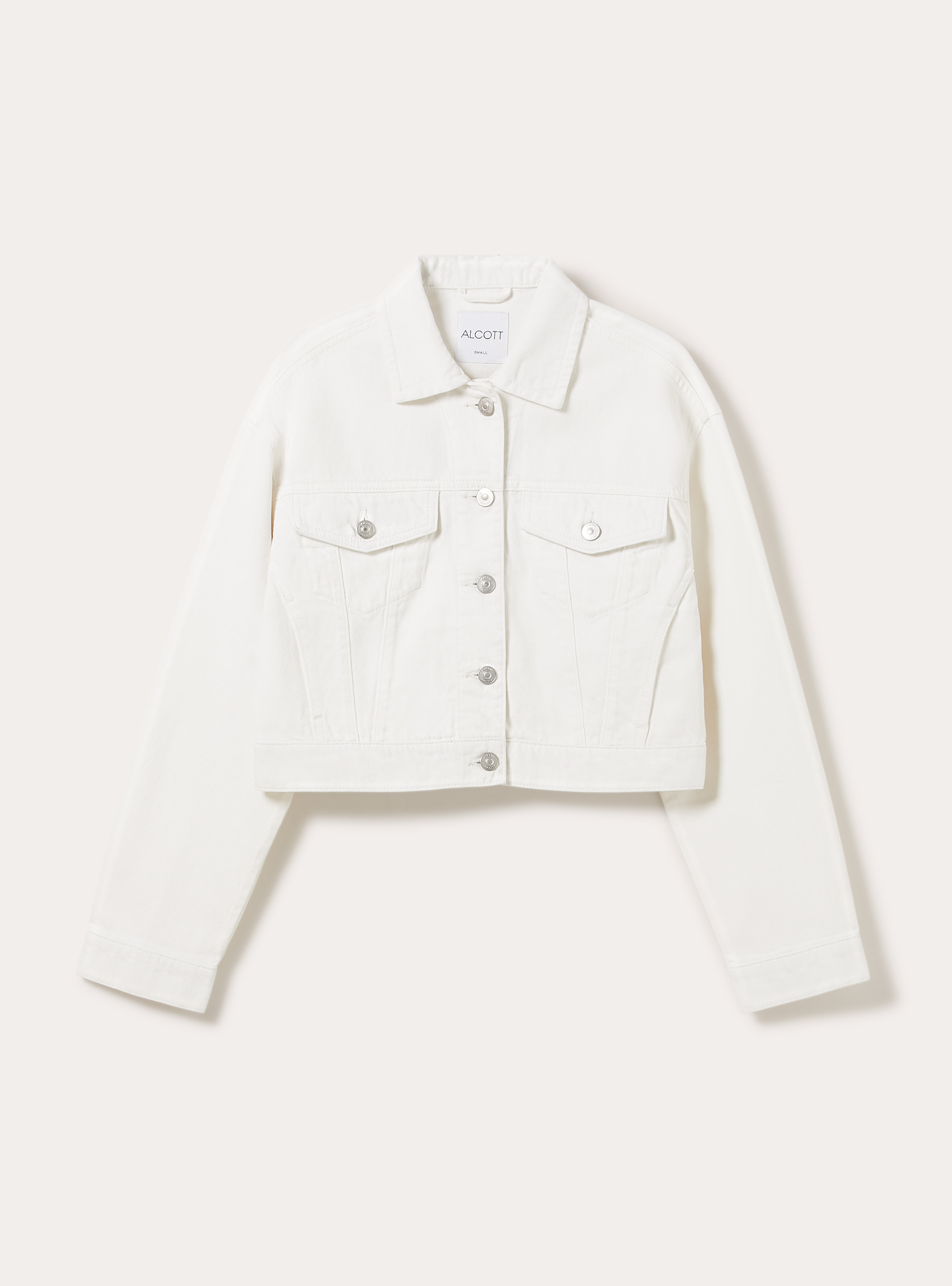 Cropped twill jacket, WH1 OFF WHITE
