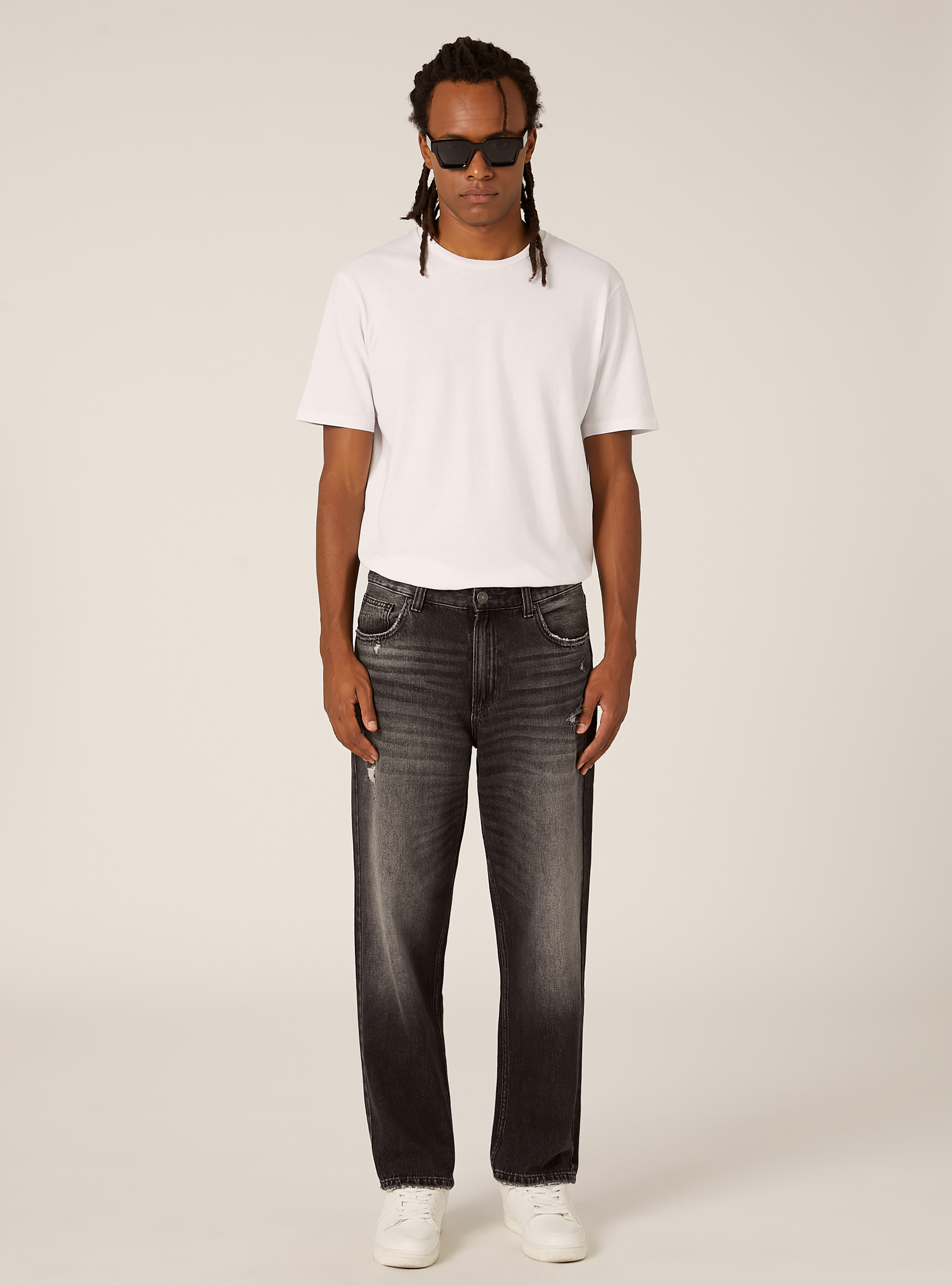 Jeans coupe fusel&eacute;e, D000 BLACK