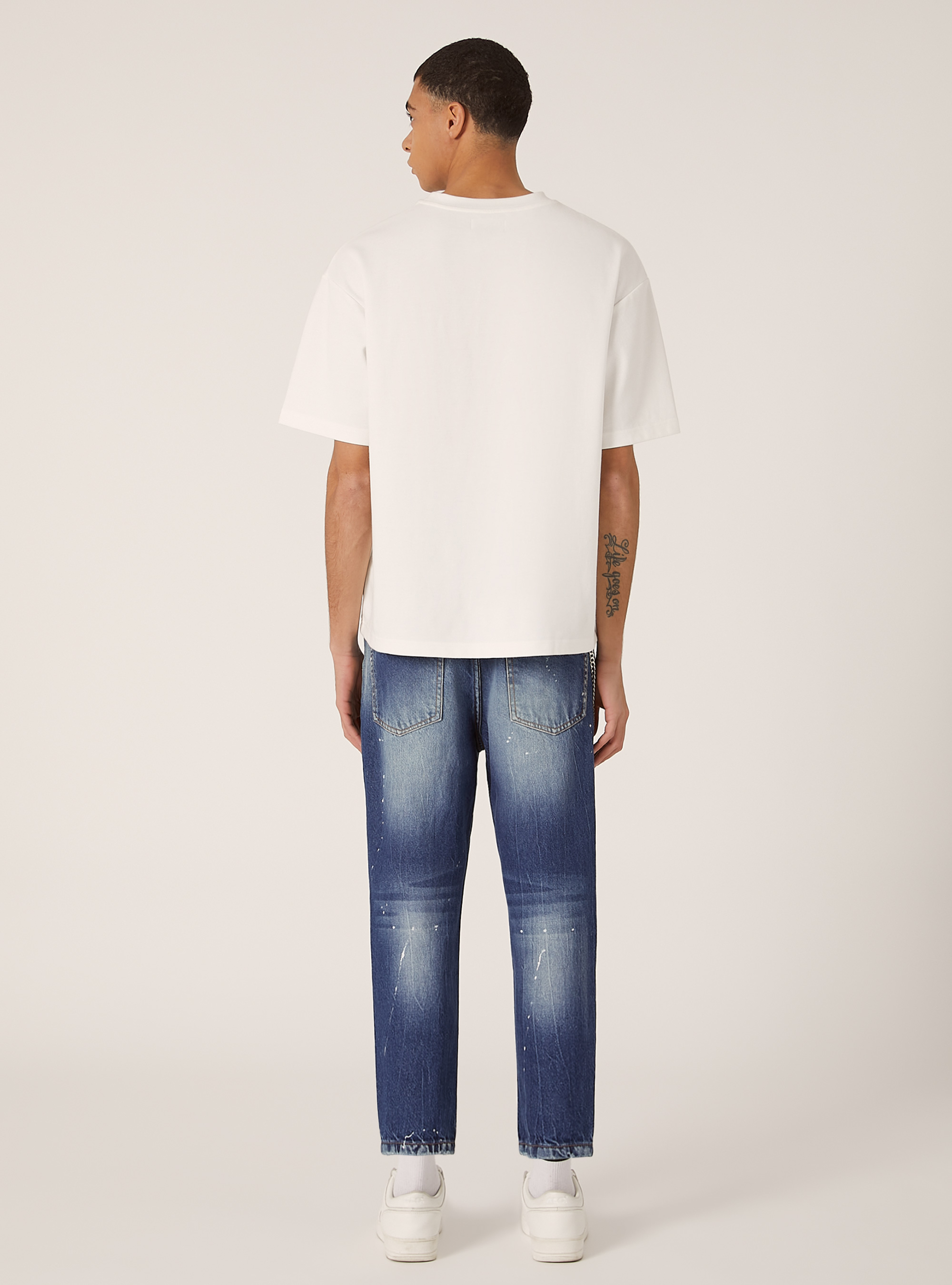 Jeans &agrave; coupe d&eacute;contract&eacute;e, D001 DEEP BLUE
