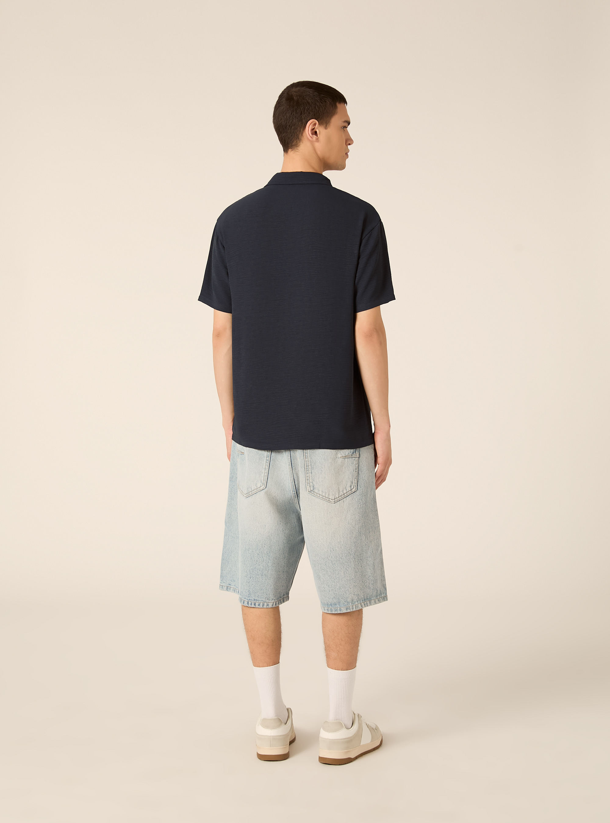 Polo b&aacute;sico de crep&eacute;, NA2 NAVY MEDIUM