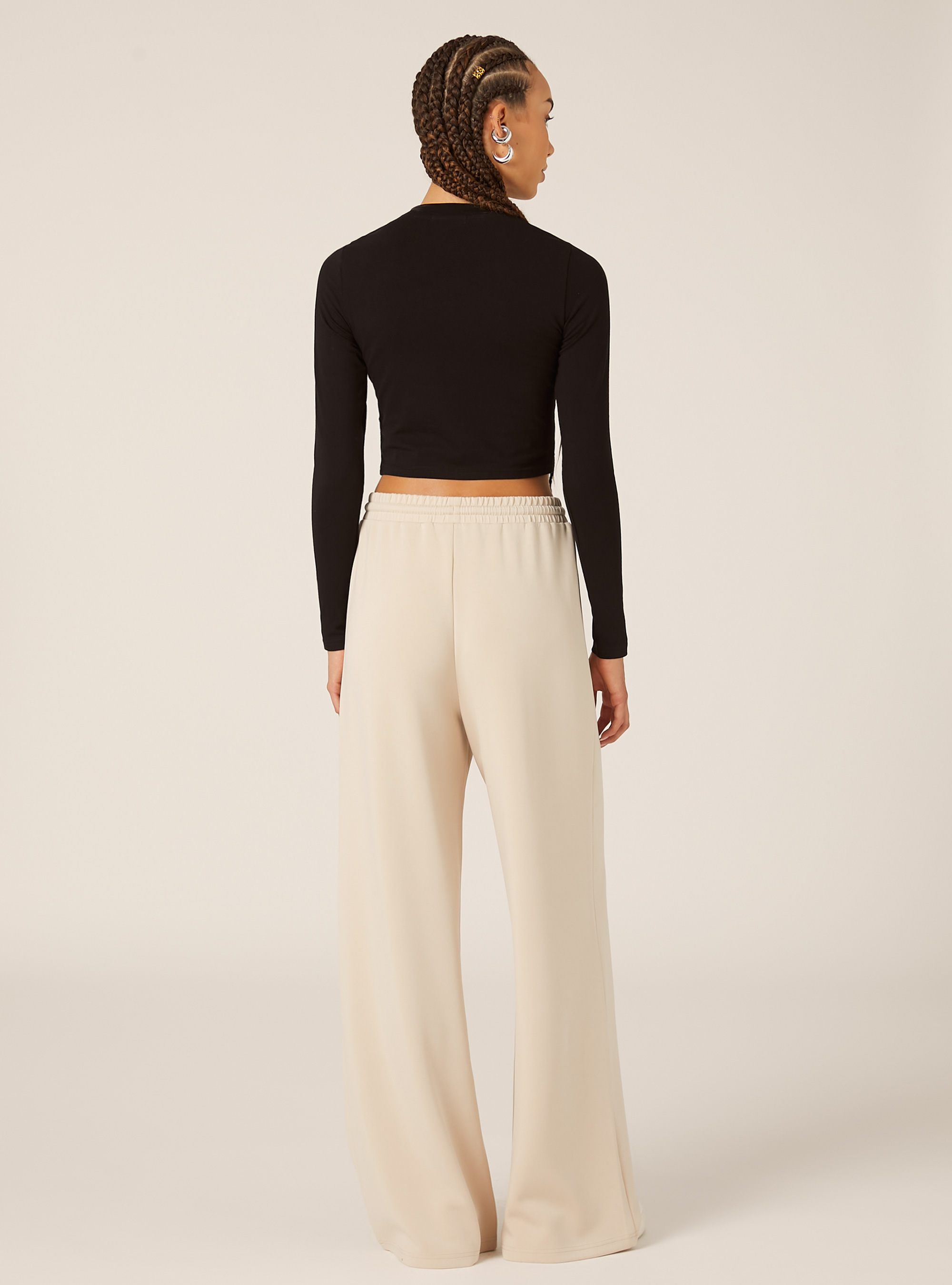 Pantalon jogging large &agrave; toucher doux, BG3 BEIGE LIGHT