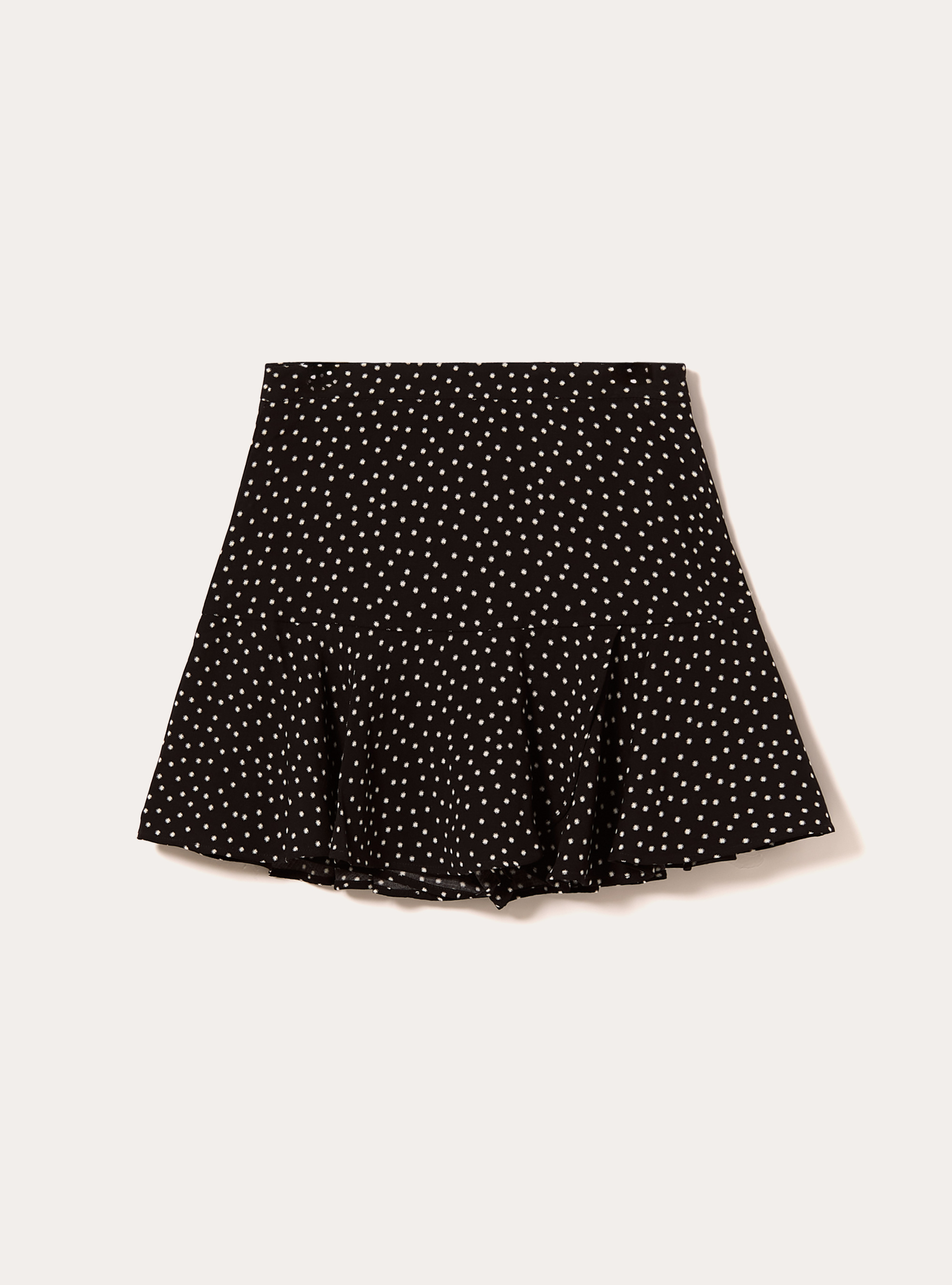 Printed skort with ruffles, BK1 BLACK