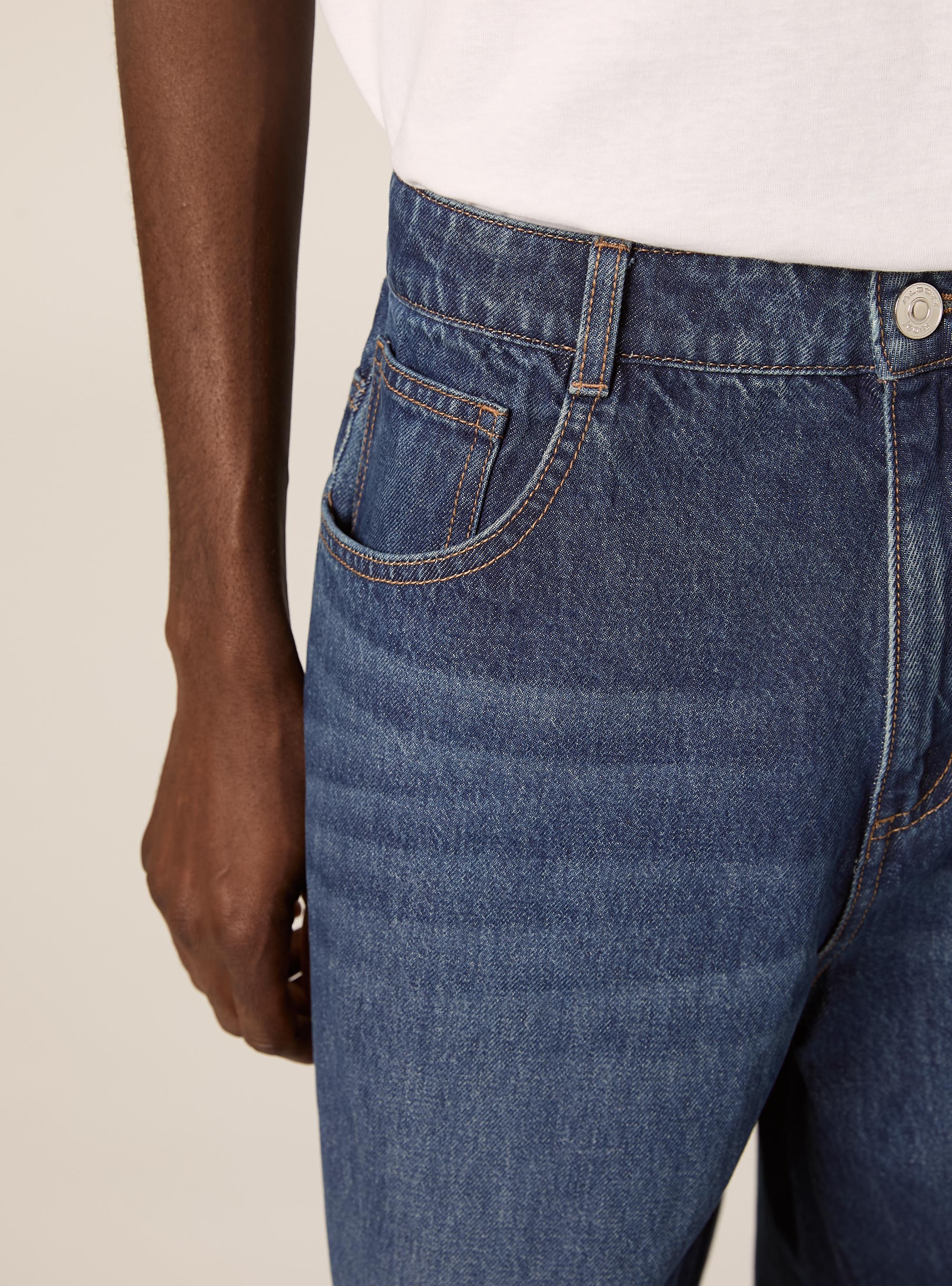 Jeans coupe ballon, D002 MEDIUM DARK BLUE