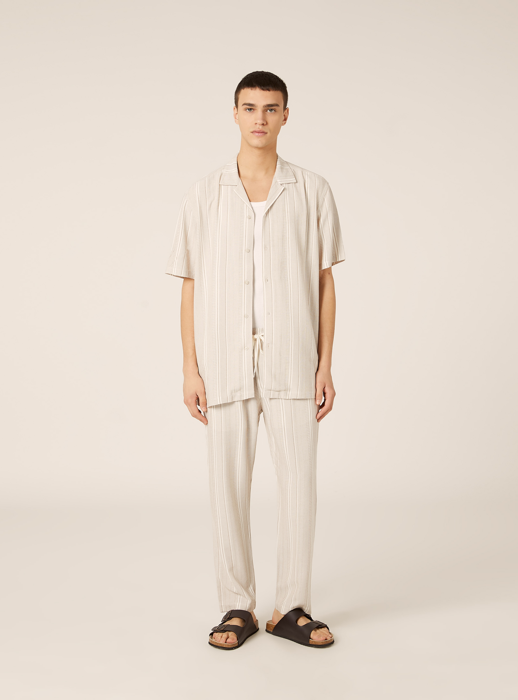 Textured Striped Shirt, CR3 CREAM LIGHT