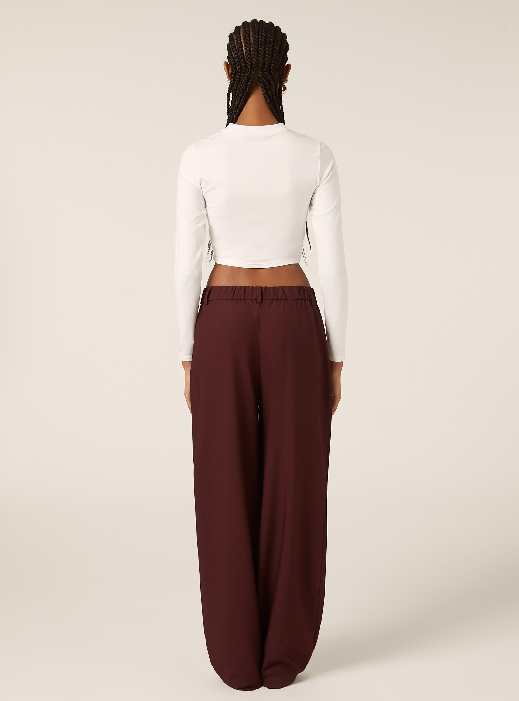 Pantalon ajust&eacute; avec pinces, BO2 BORDEAUX MEDIUM
