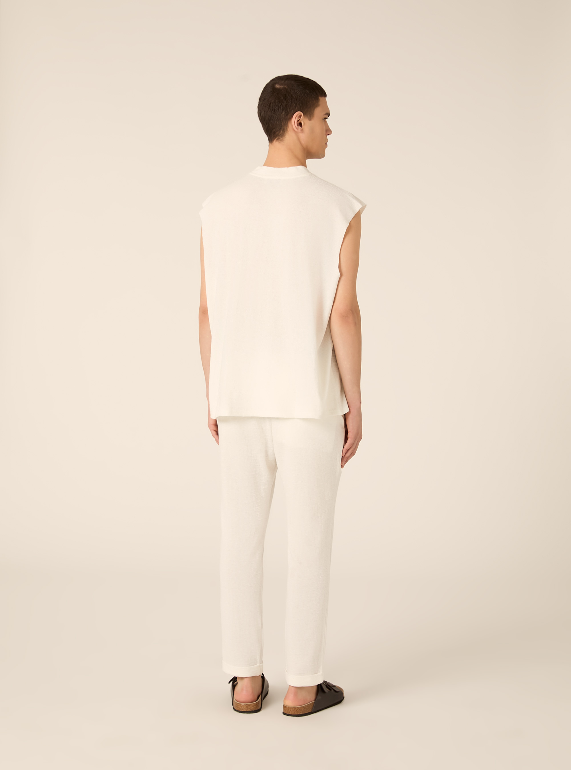 Canotta texturizzata boxy fit, PANNA