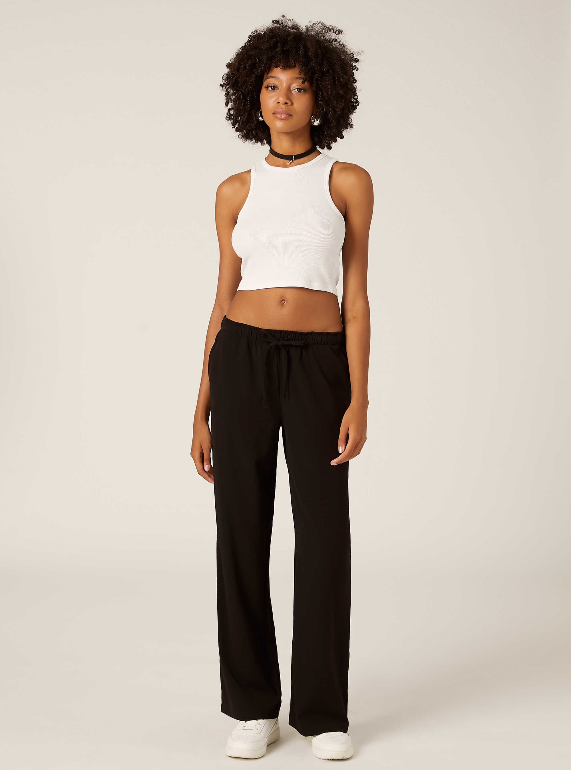 Pantalones elegantes con cord&oacute;n, BK1 BLACK