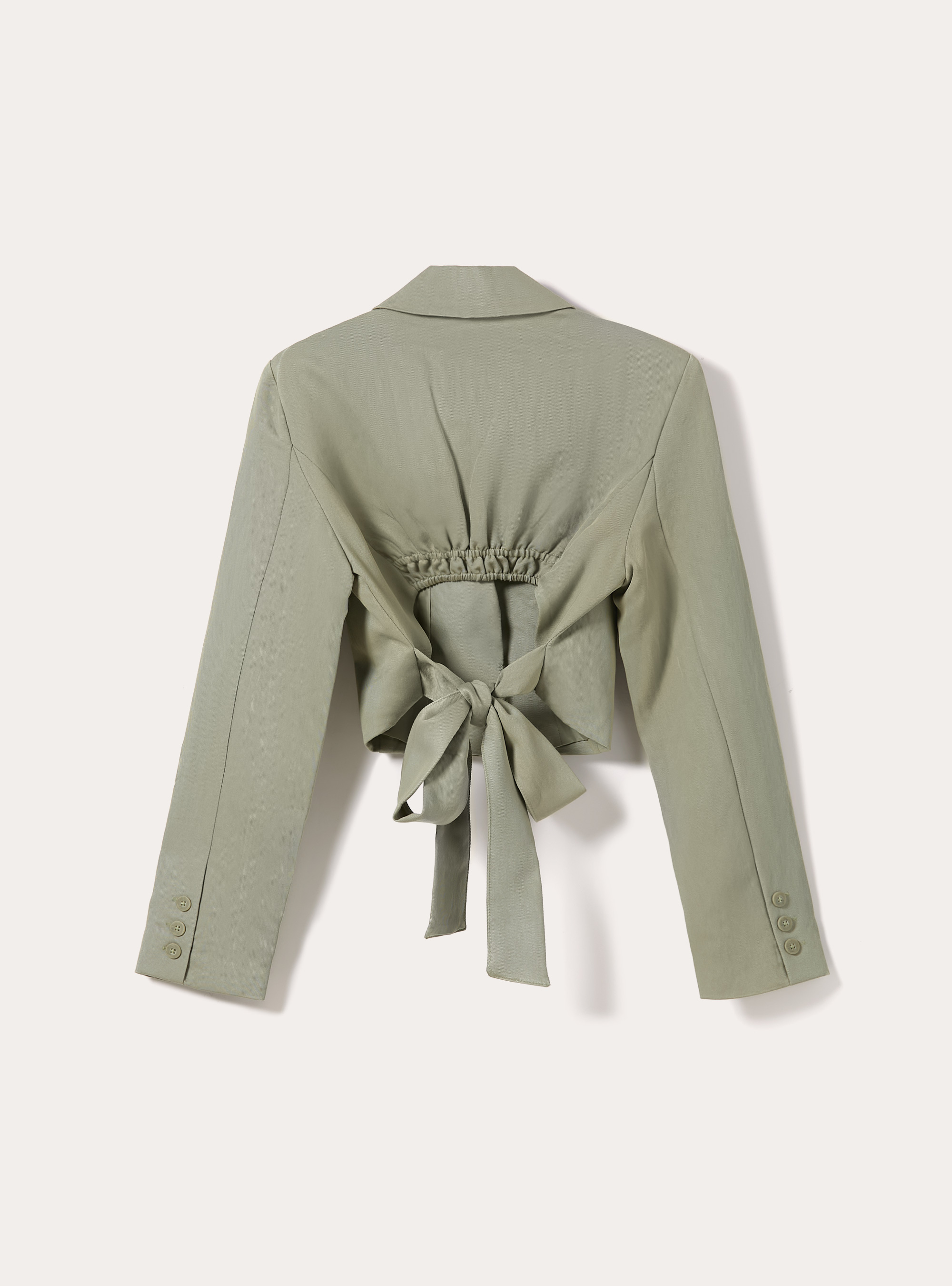 Blazer corto in twill, VERDE CHIARO