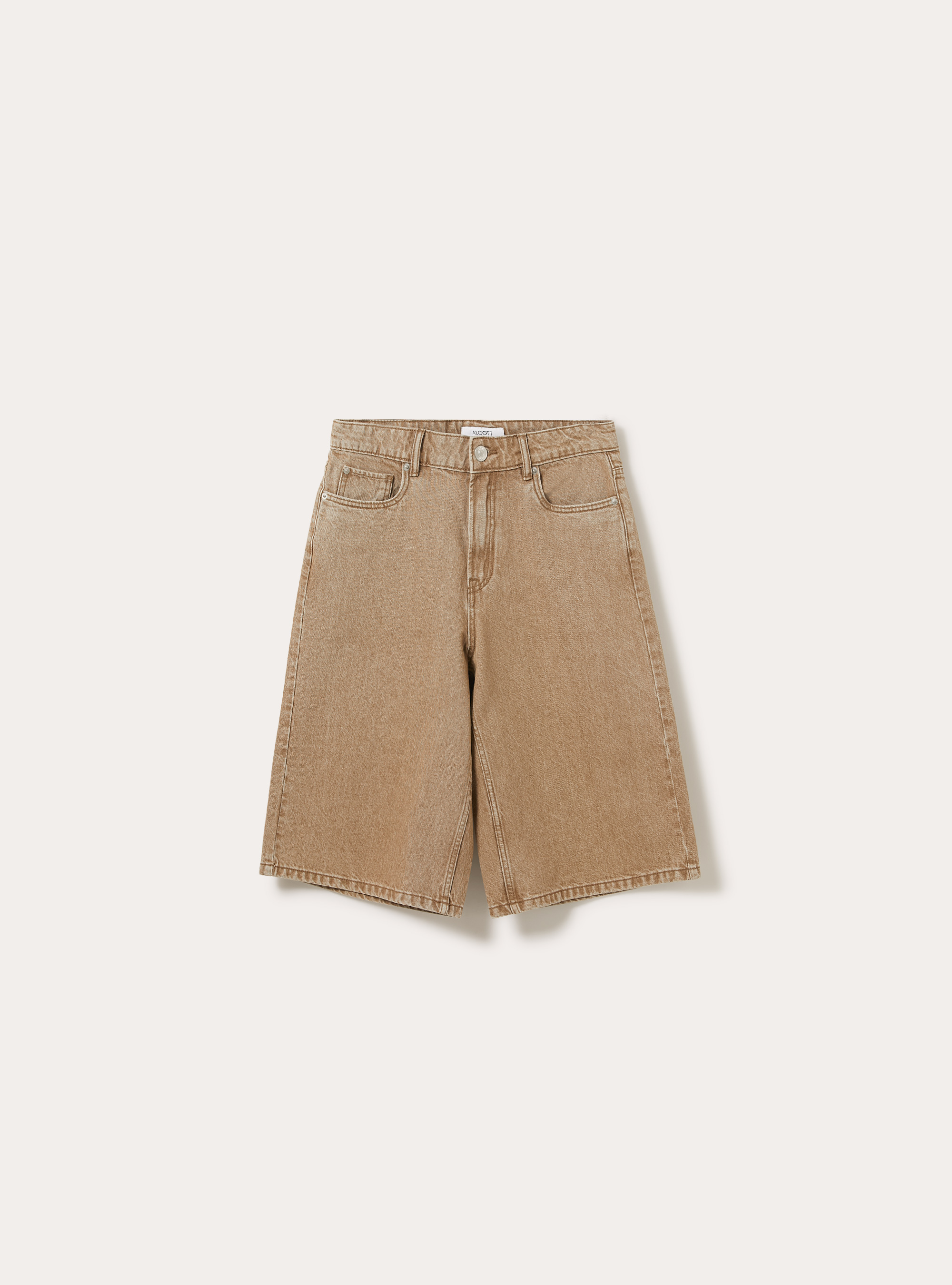 Bermuda jorts in denim colorato, TABACCO MEDIO