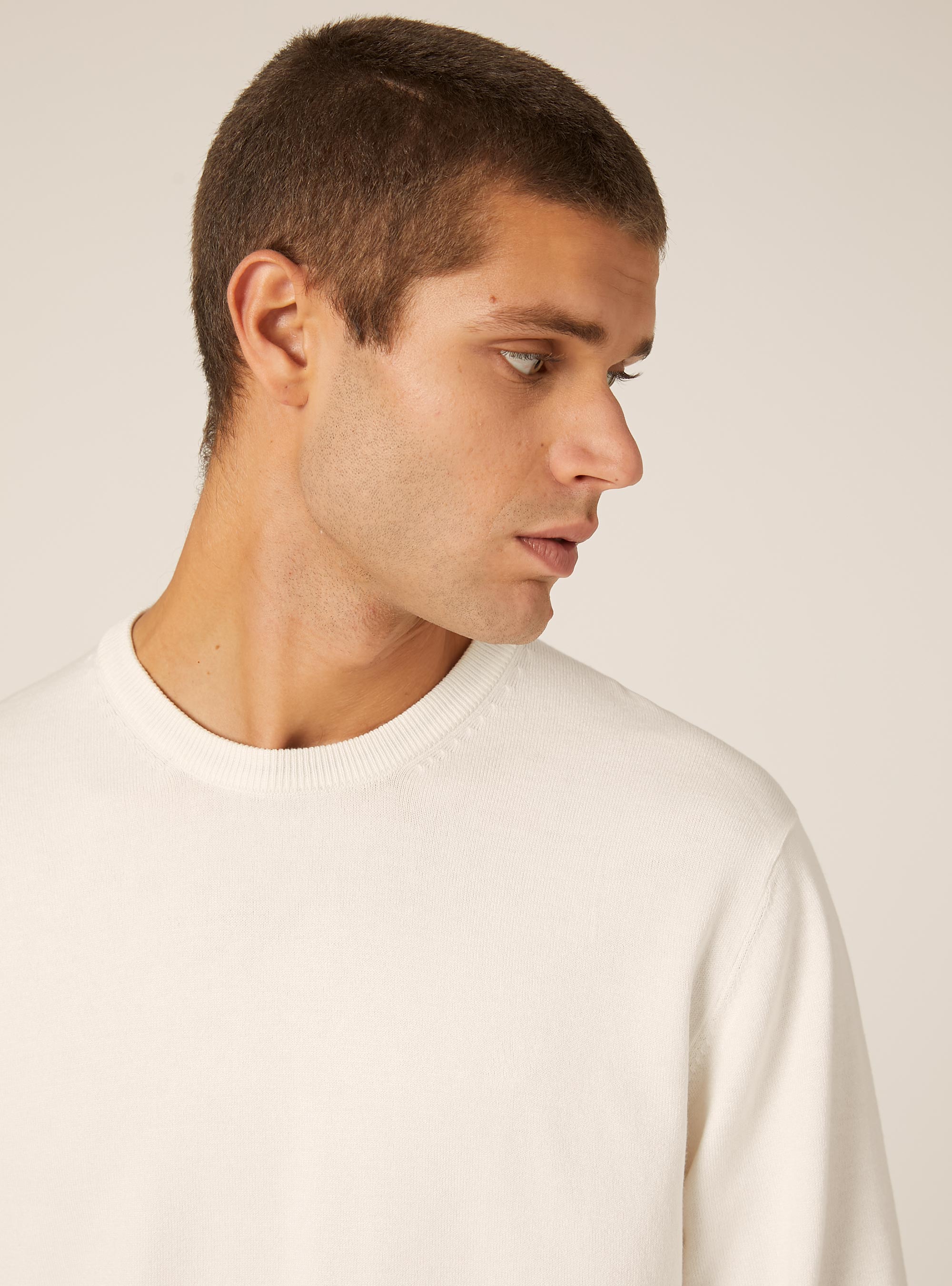 Pull &agrave; col rond en viscose Ecovero, WH2 WHITE