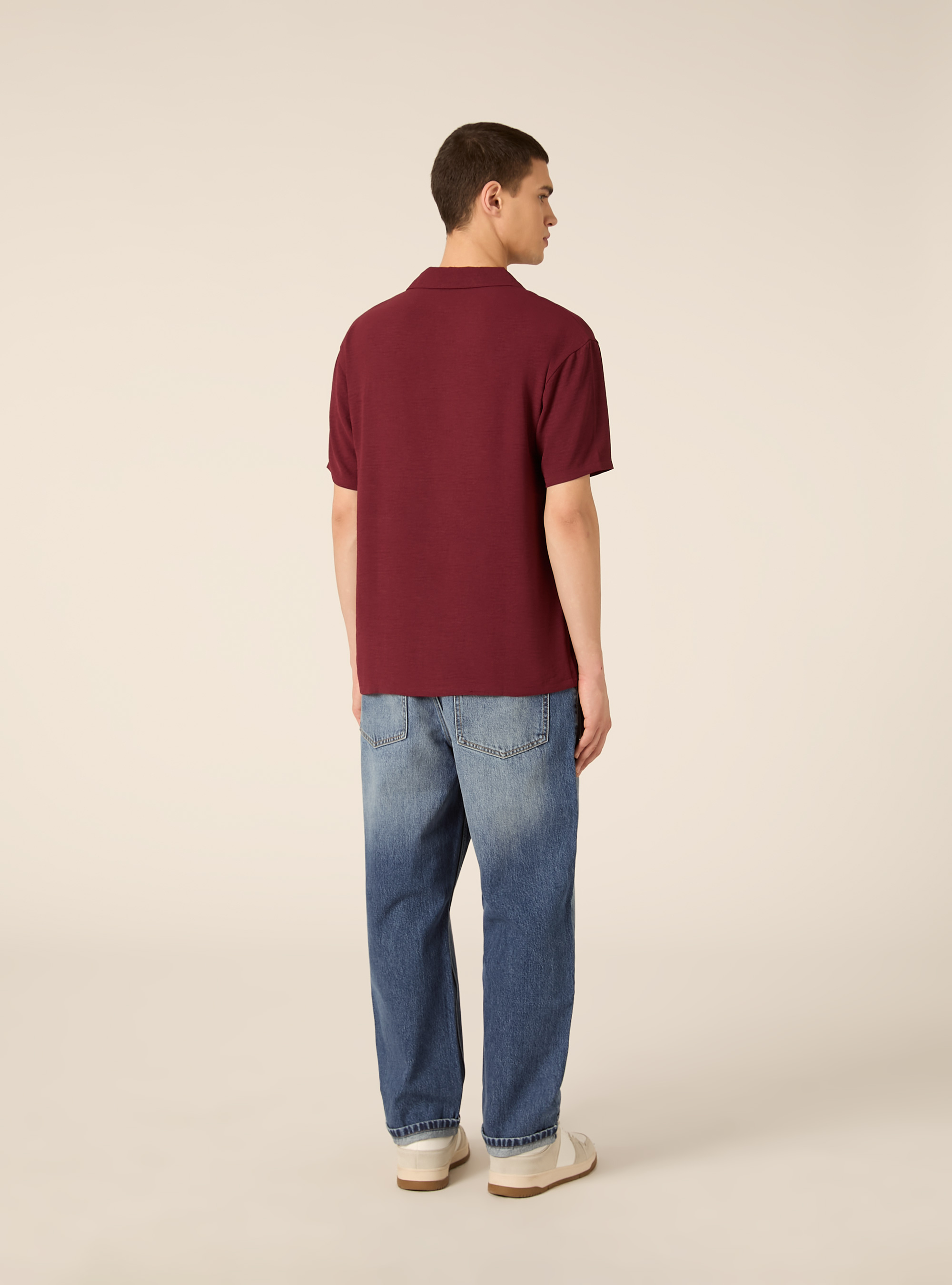 Polo b&aacute;sico de crep&eacute;, BO2 BORDEAUX MEDIUM