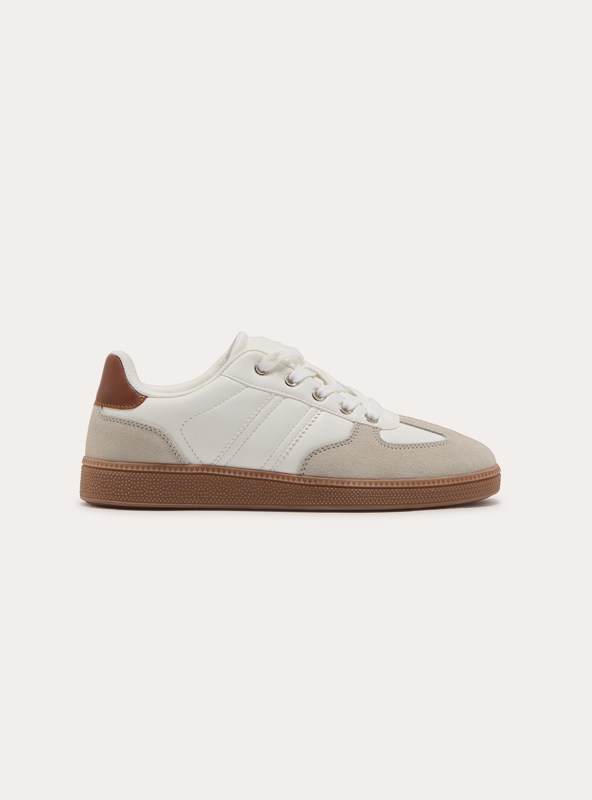 Baskets avec d&eacute;tails en daim, WH1 OFF WHITE