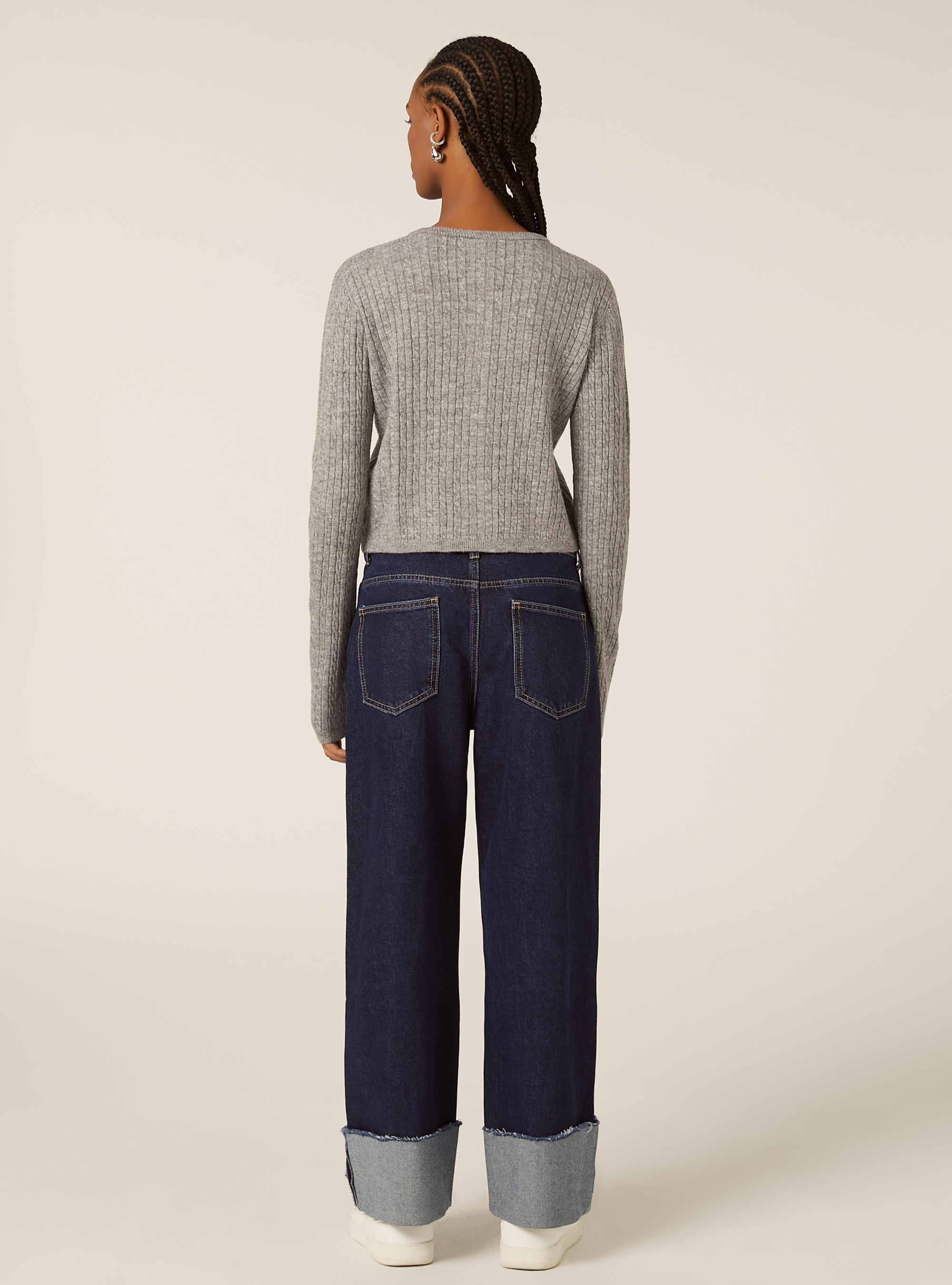 Cardigan court &agrave; torsades, MGY2 GREY MEL MEDIUM