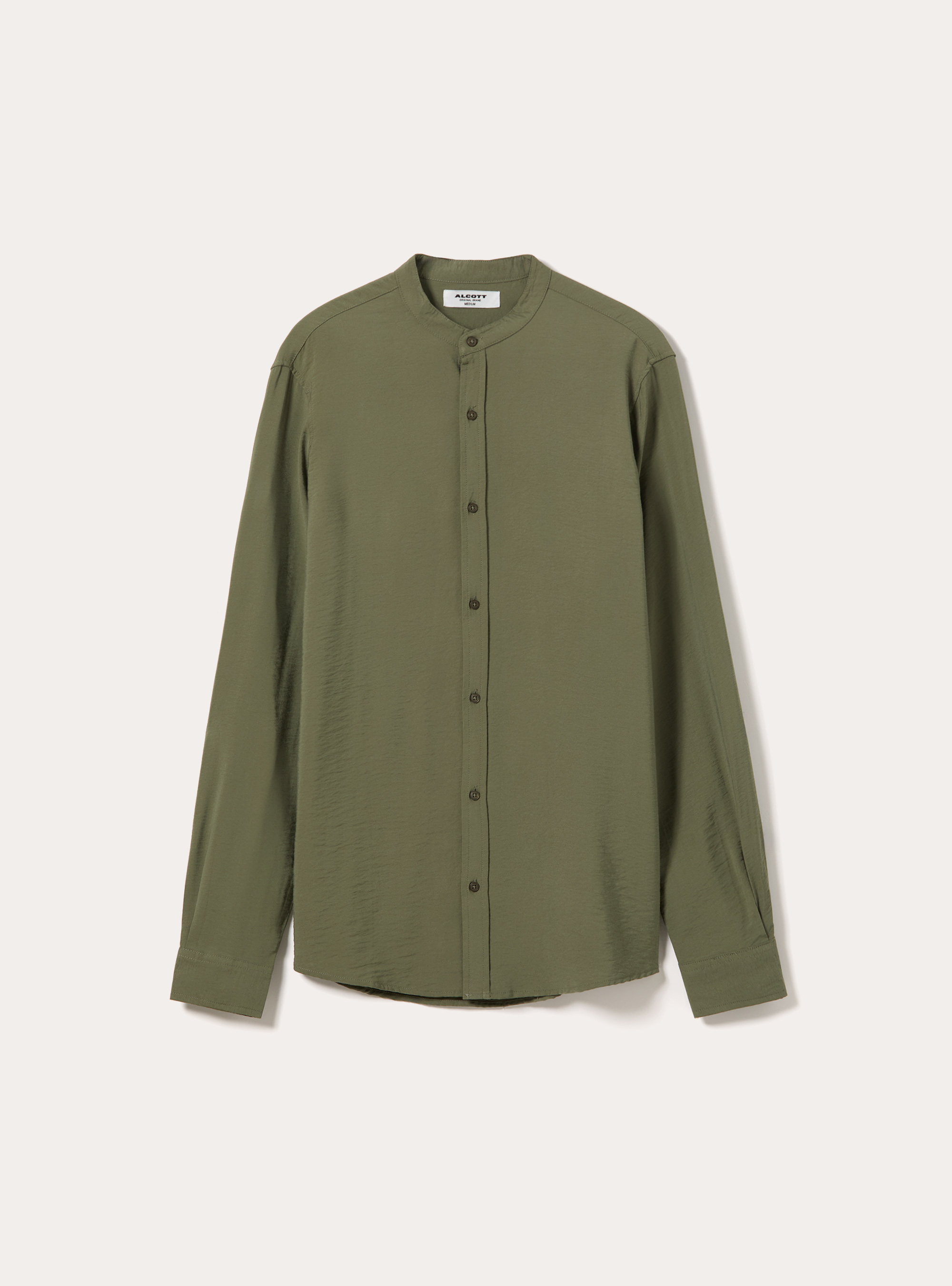 Camisa Regular Fit con Cuello Mao, KY2 KAKY MEDIUM