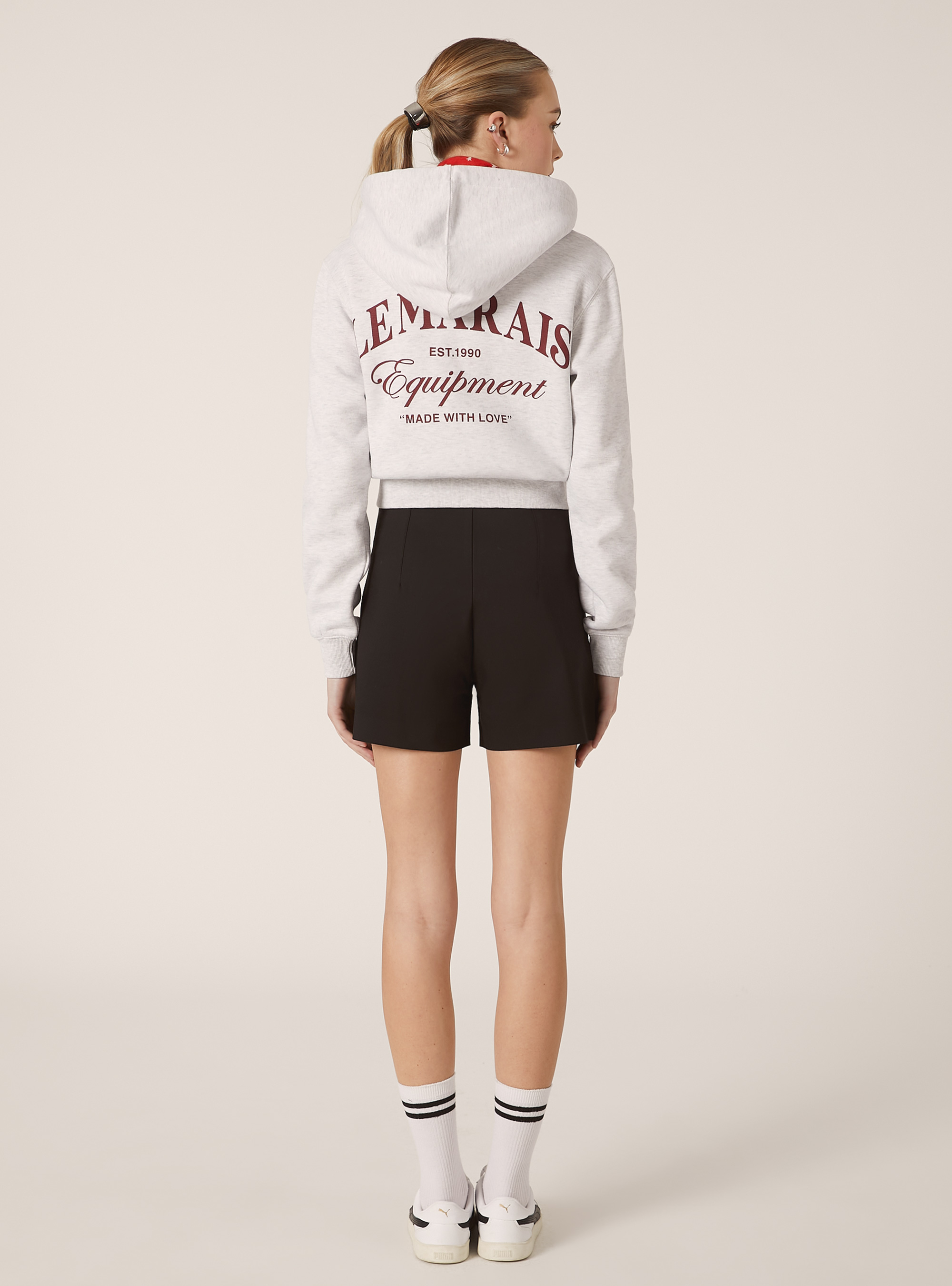 Sweatshirt court avec fermeture &eacute;clair et imprim&eacute;, MGY3 GREY MEL LIGHT