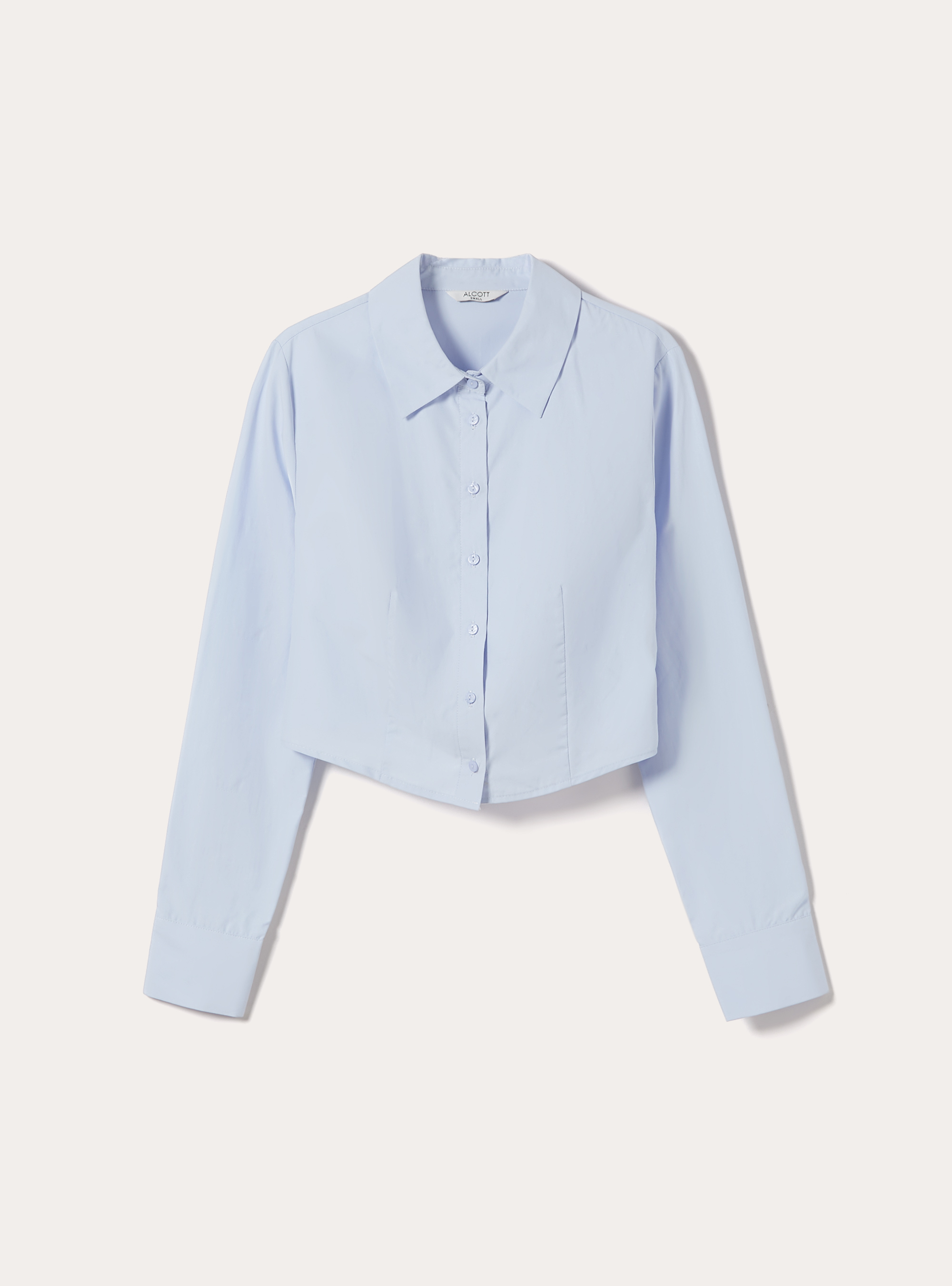 Camicia cropped in popeline, AZZURRO CHIARO