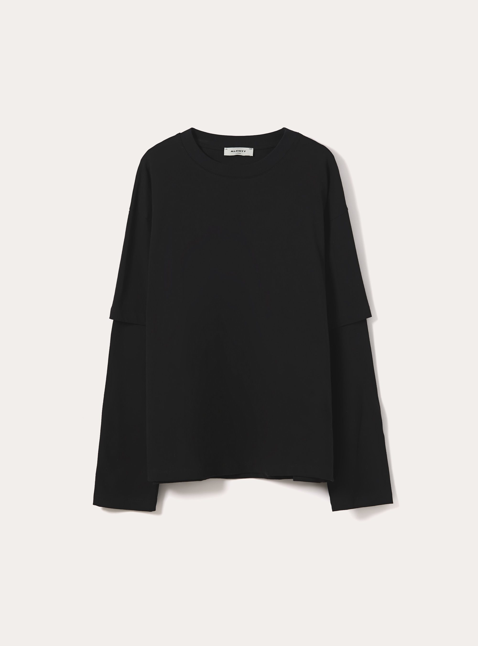 T-shirt with layered sleeves, BK1 BLACK