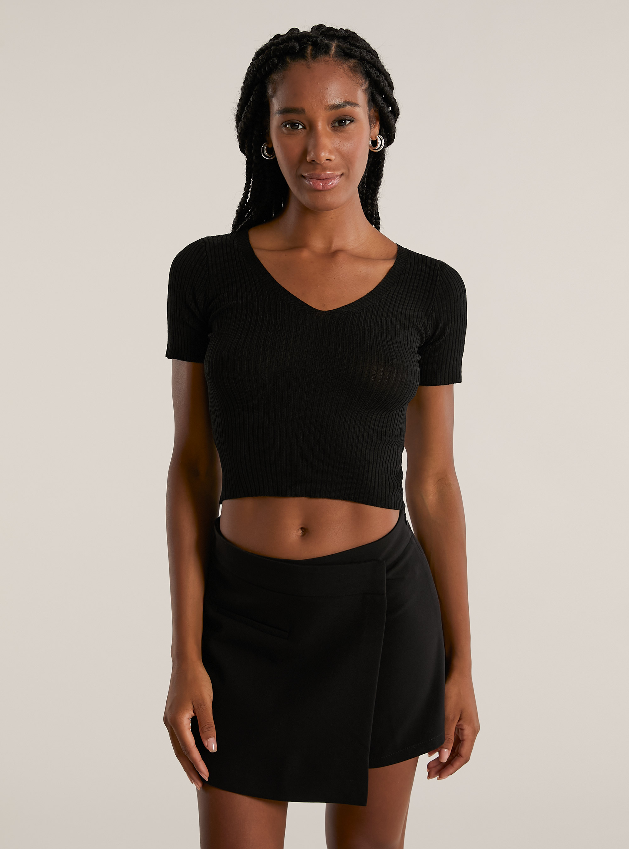 Top en tricot, BK1 BLACK