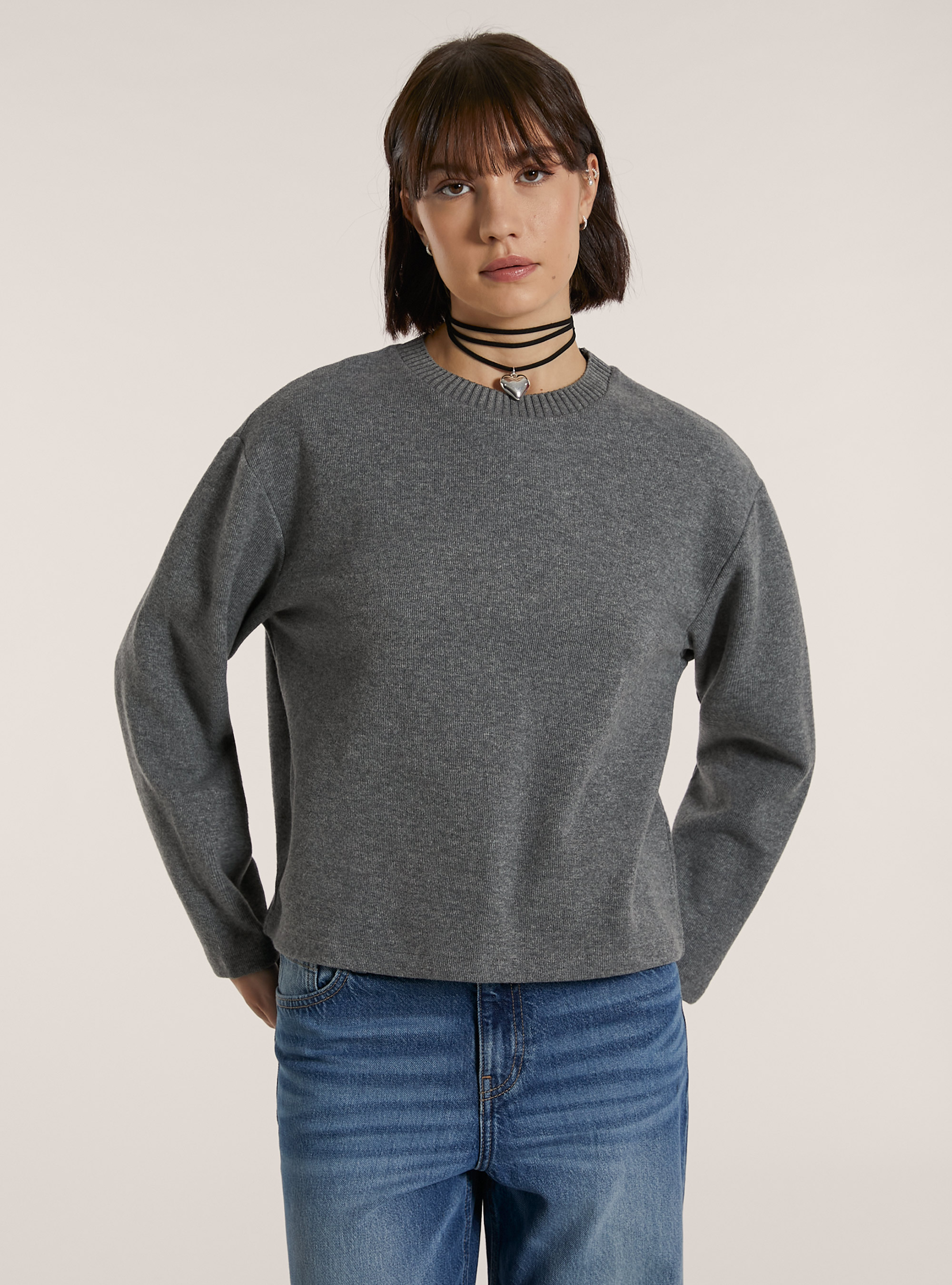 Pullover soft touch, MGY1 GREY MEL DARK