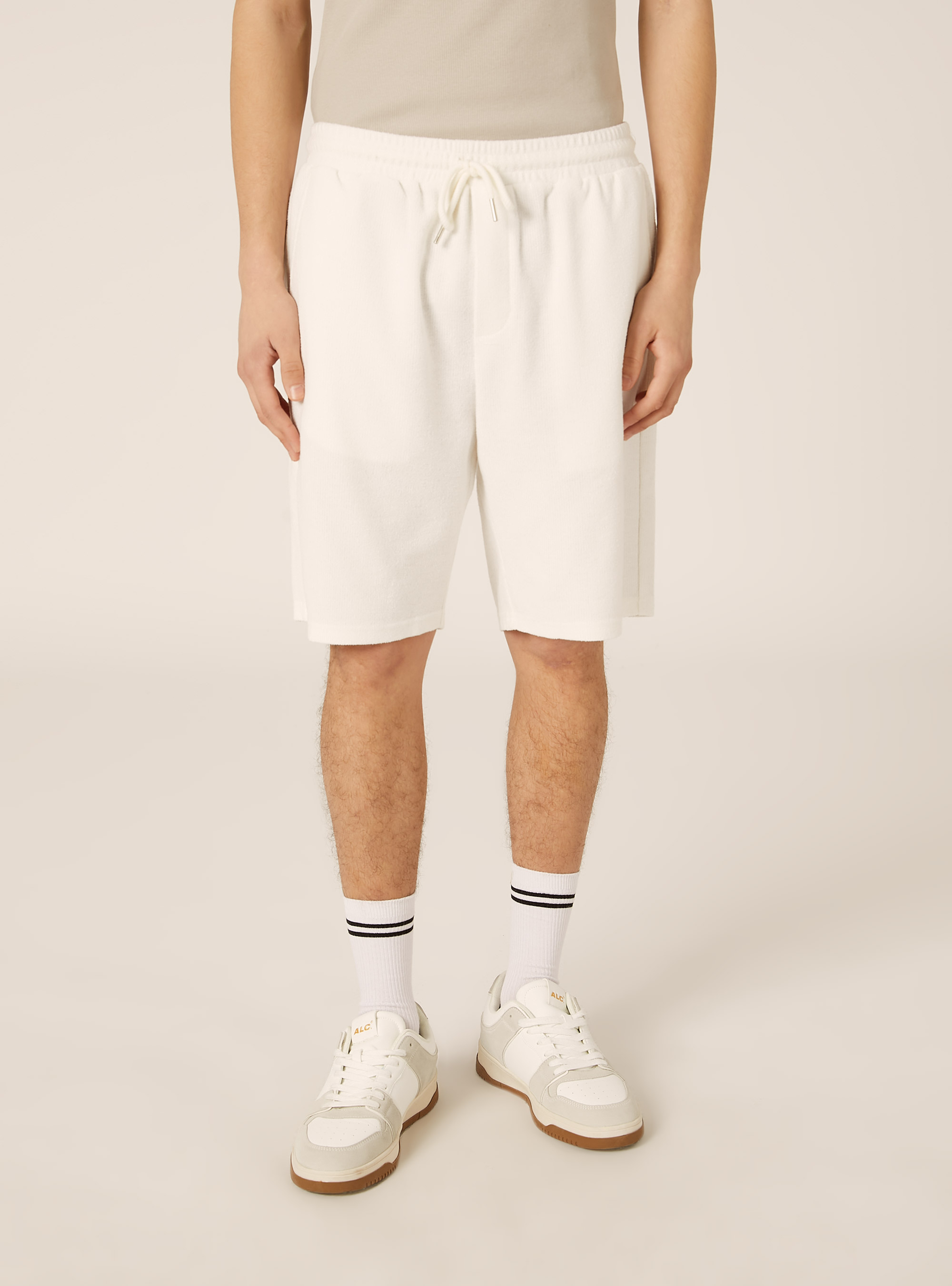 Bermuda de algod&oacute;n con textura, WH1 OFF WHITE