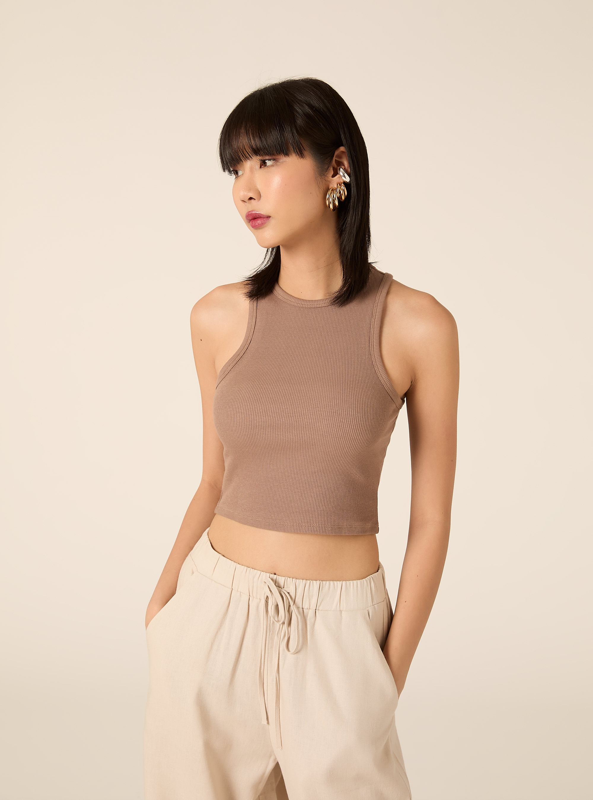 Camiseta sin mangas corta de canal&eacute;, BR3 BROWN LIGHT