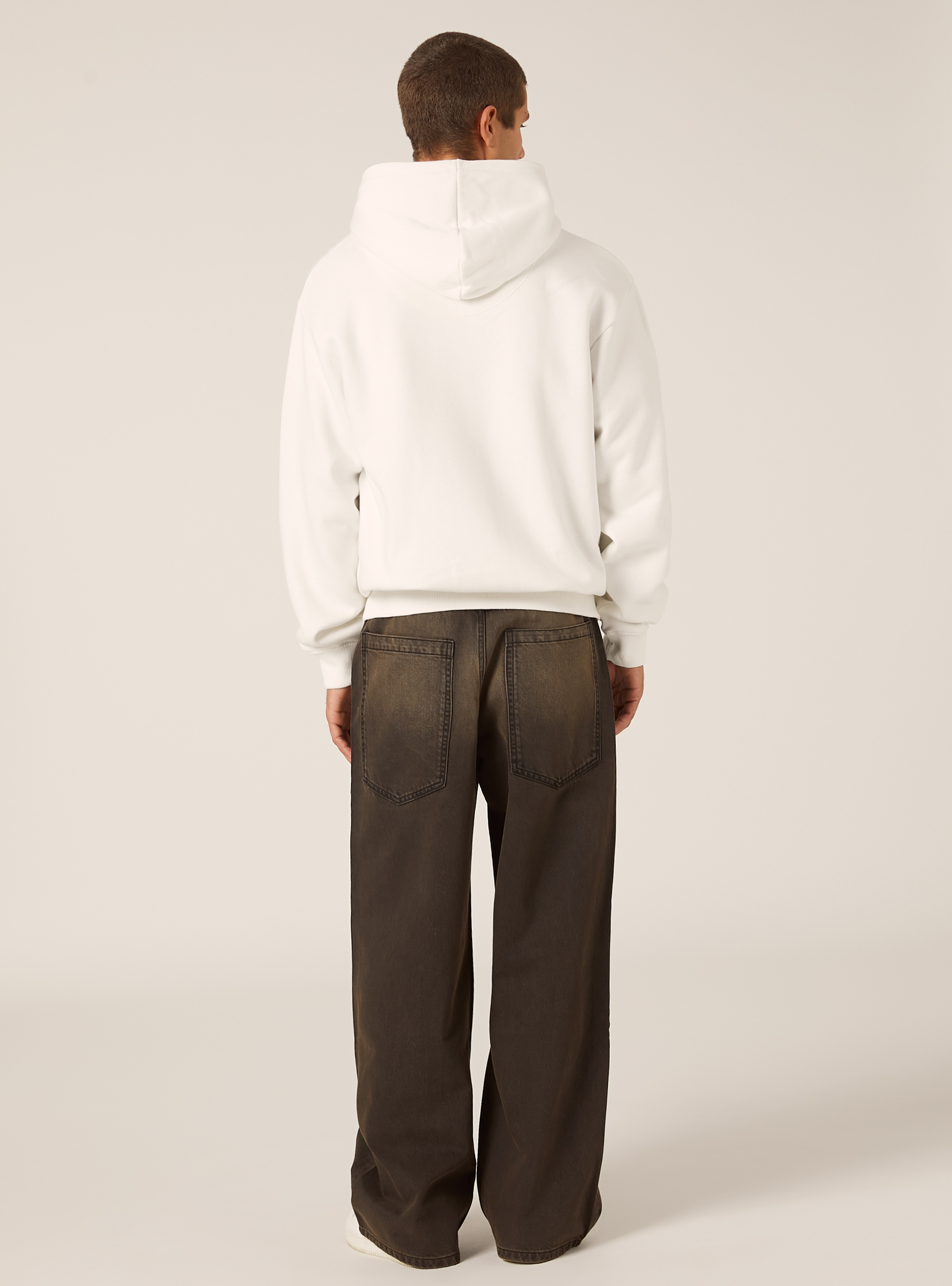 Sweat-shirt zipp&eacute; &agrave; capuche coupe boxy, WH2 WHITE