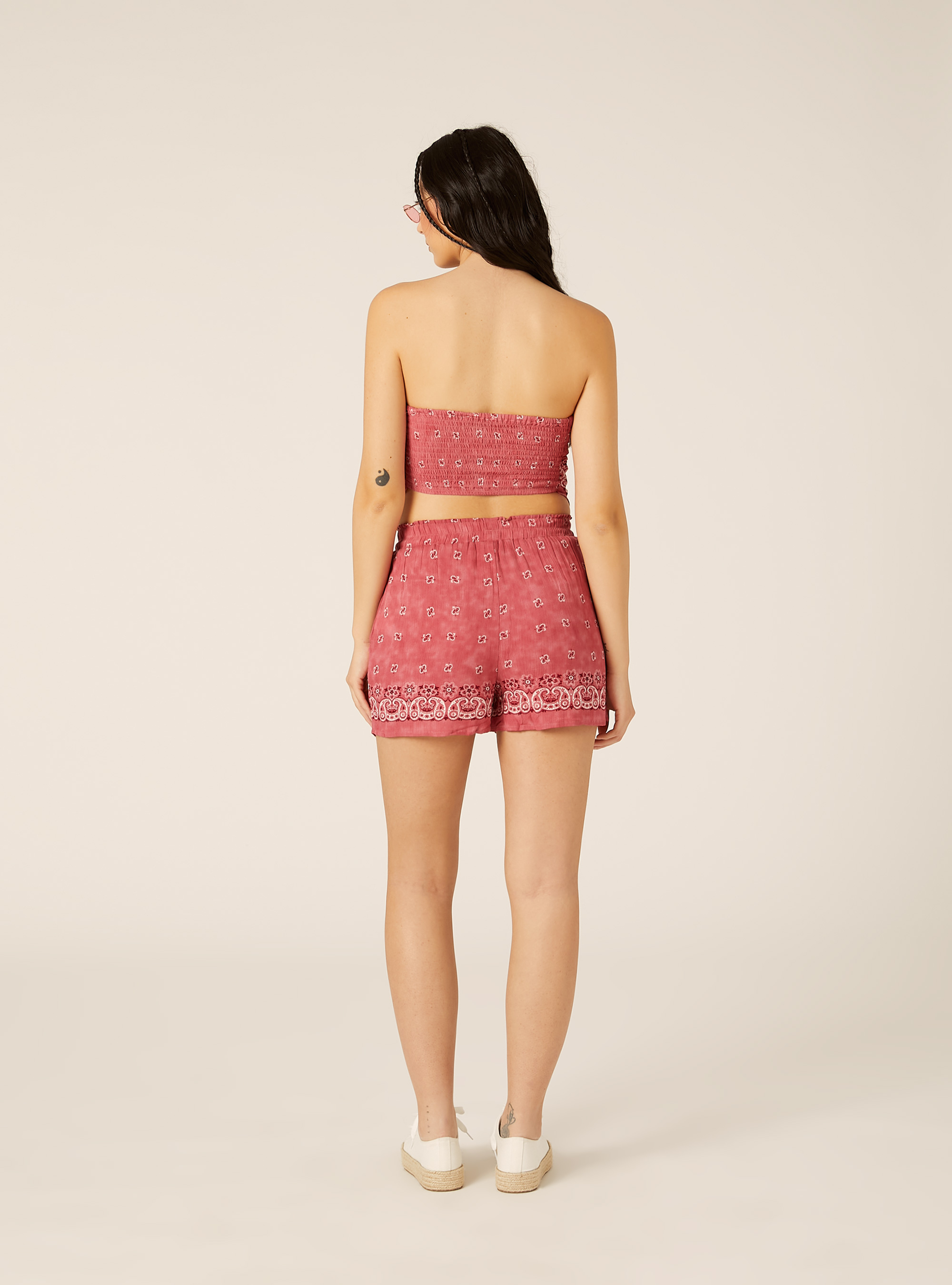 Top bandeau con estampado paisley, PK1 PINK DARK