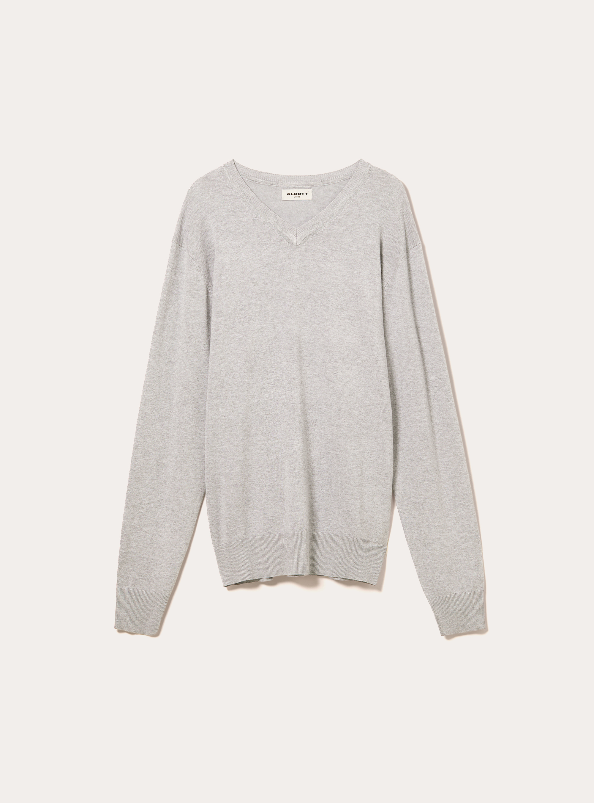 Pull &agrave; col en V en viscose Ecovero, MGY2 GREY MEL MEDIUM