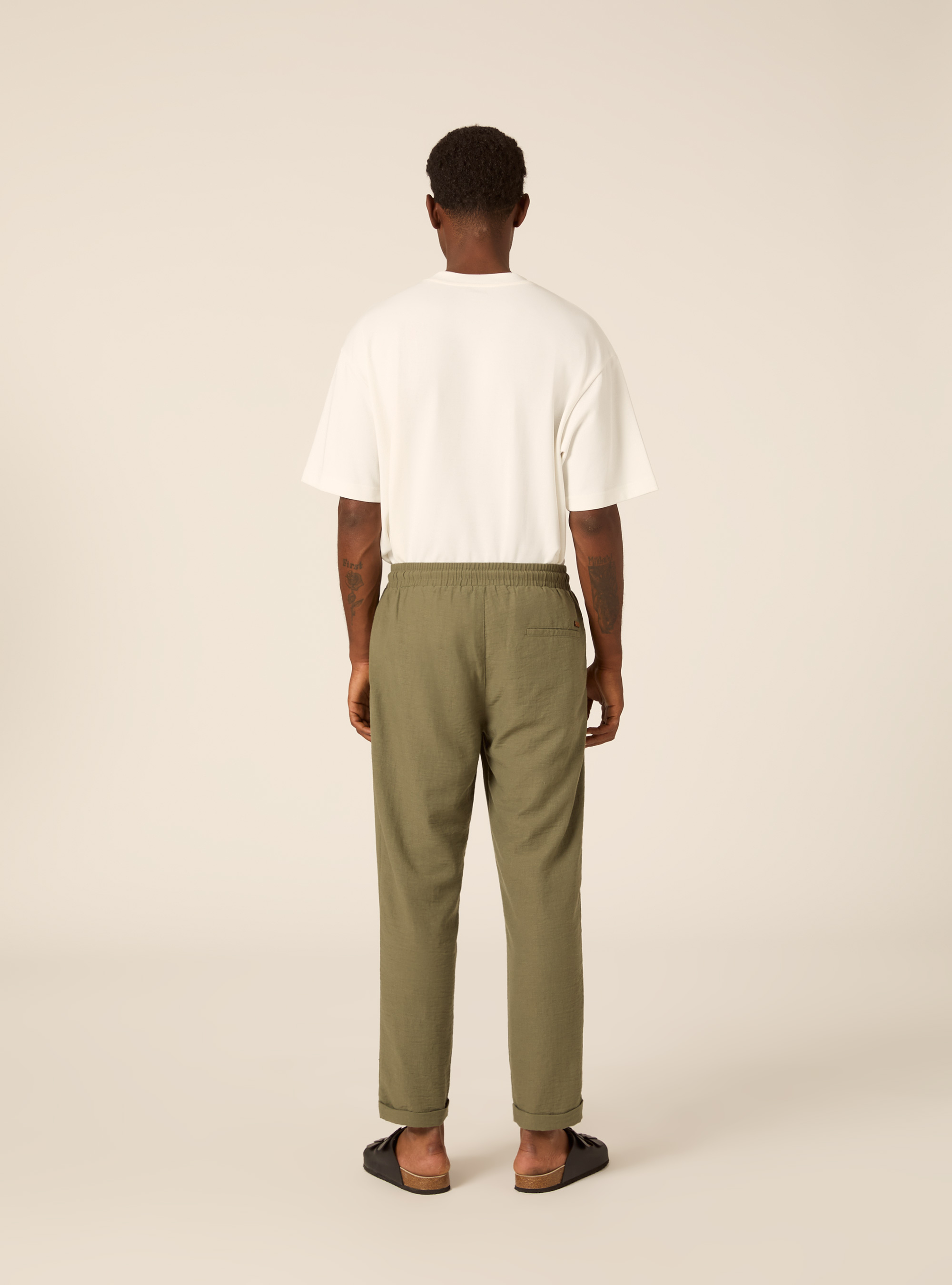 Comfort Fit Pleated Trousers with Drawstring, KY2 KAKY MEDIUM