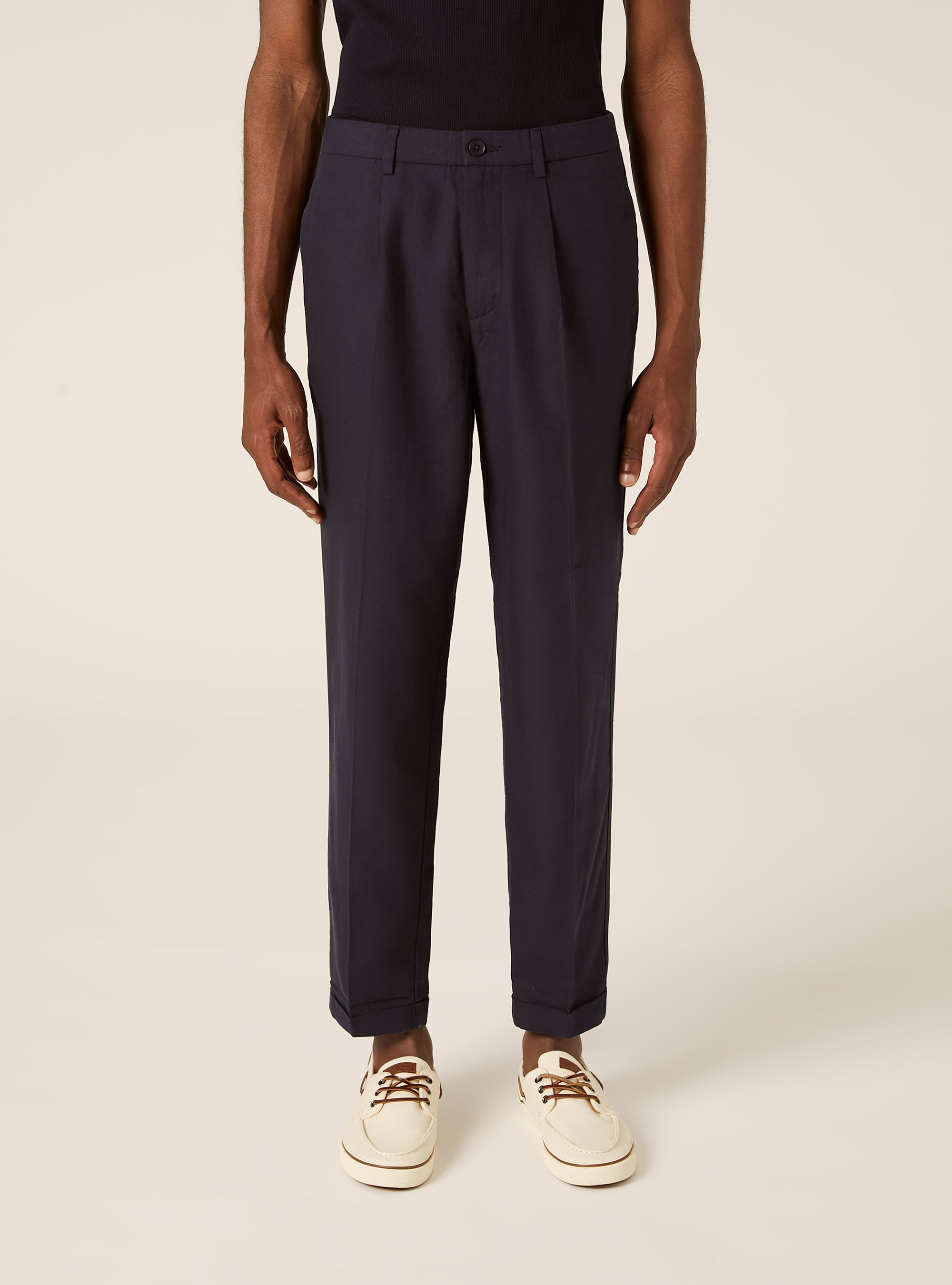 Lightweight Tailored Linen Blend Trousers, NA1 NAVY DARK