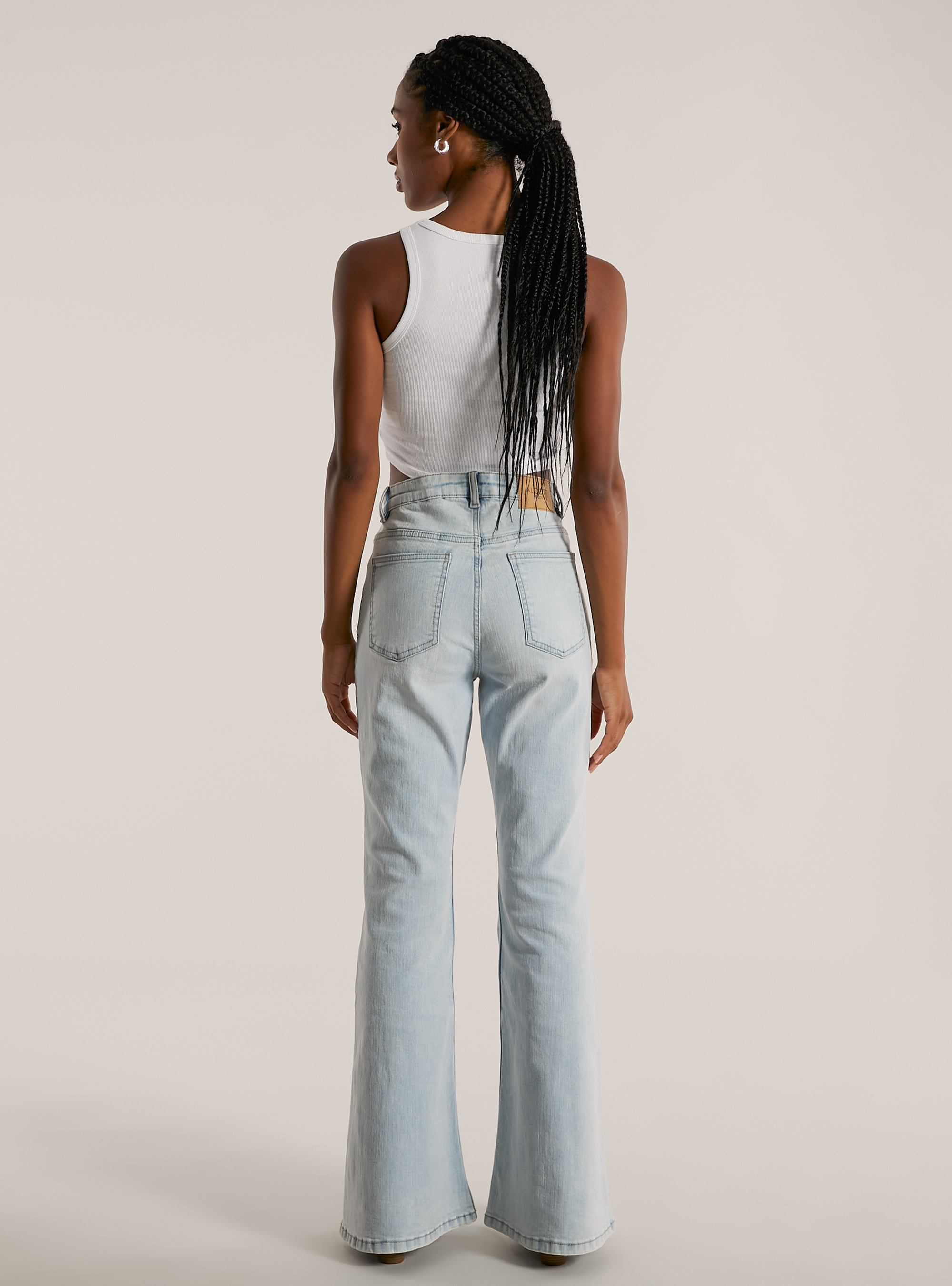 Jean flare taille haute, D007 LIGHT AZURE