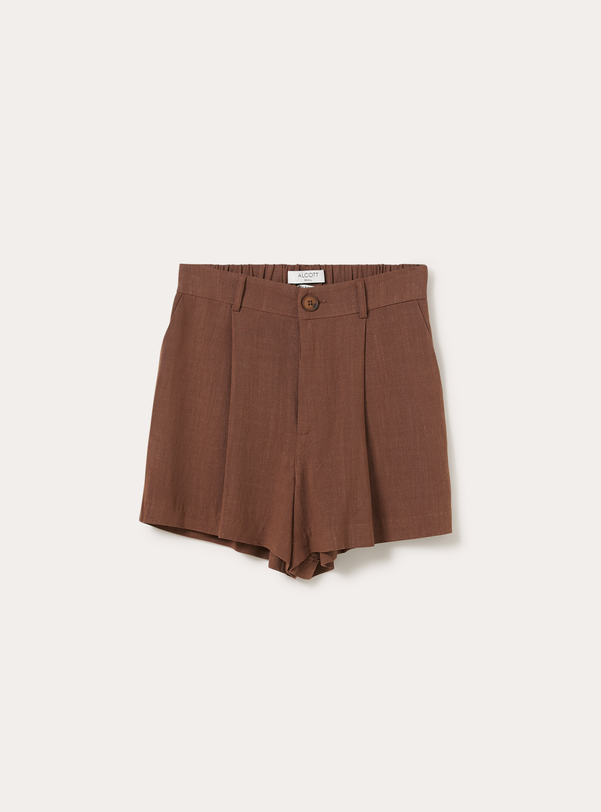 Short Tailoring en m&eacute;lange de Lin, BR2 BROWN MEDIUM
