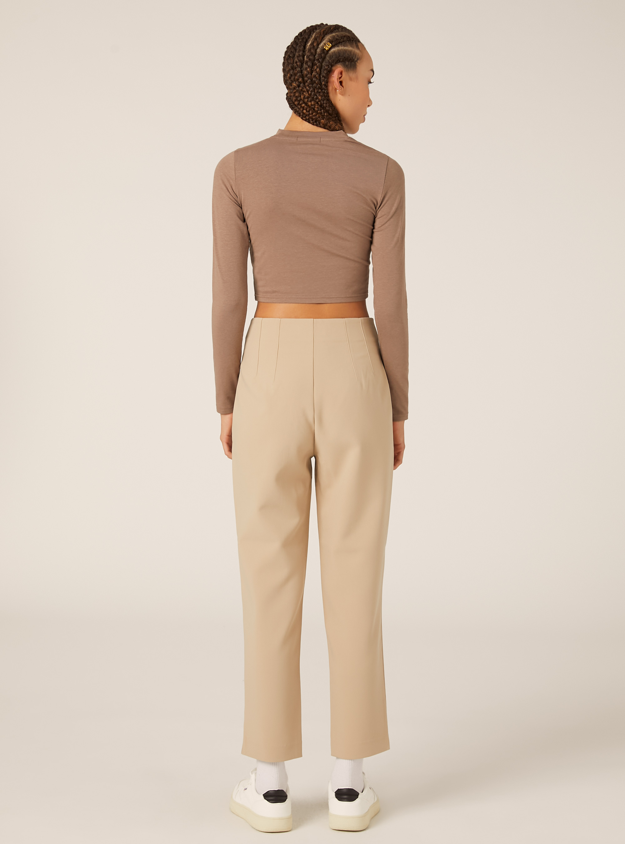 Pantalon uni &agrave; pinces, BG2 BEIGE MEDIUM