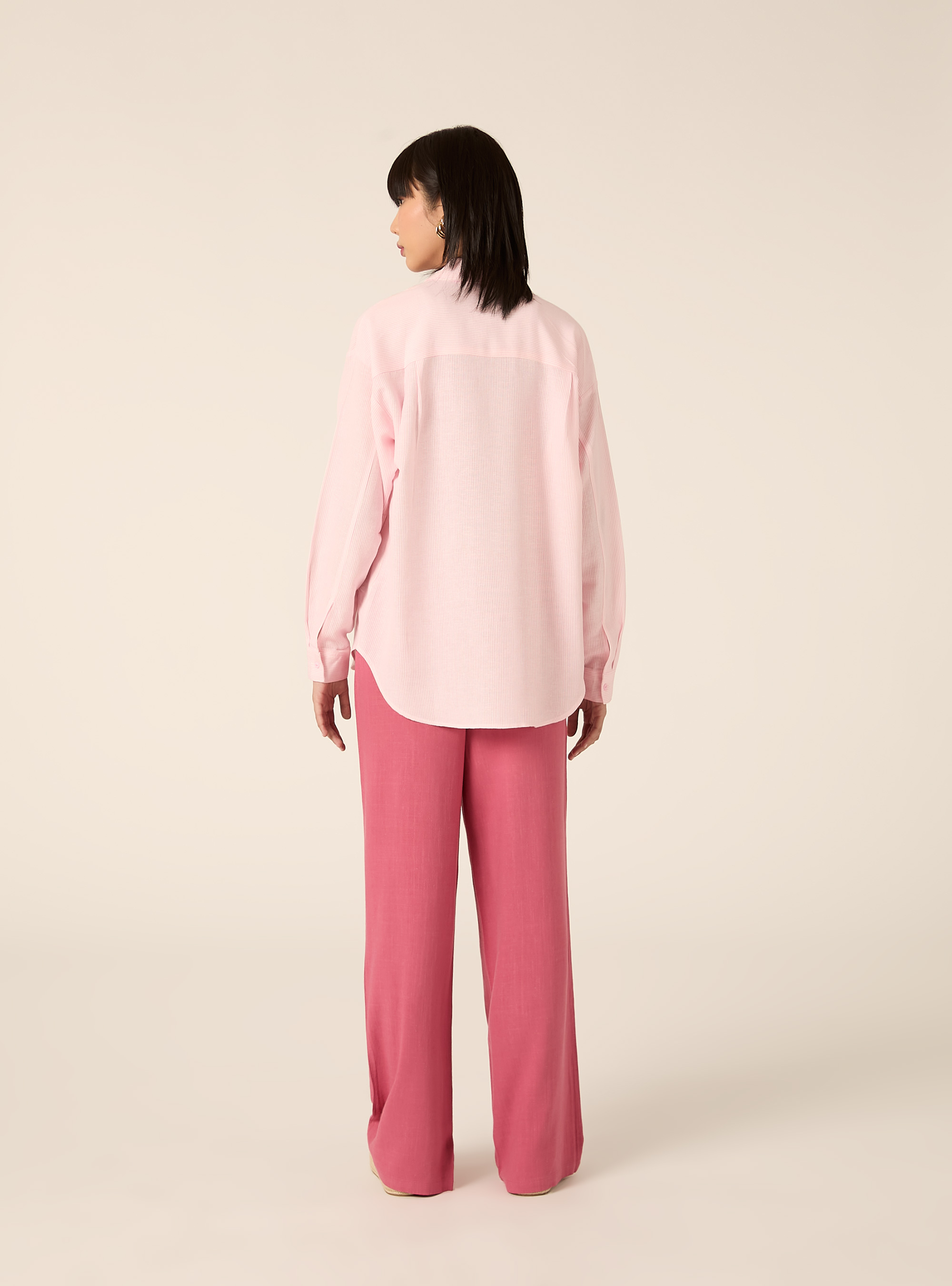 Gestreiftes Hemd aus Leinenmischgewebe, PK2 PINK MEDIUM