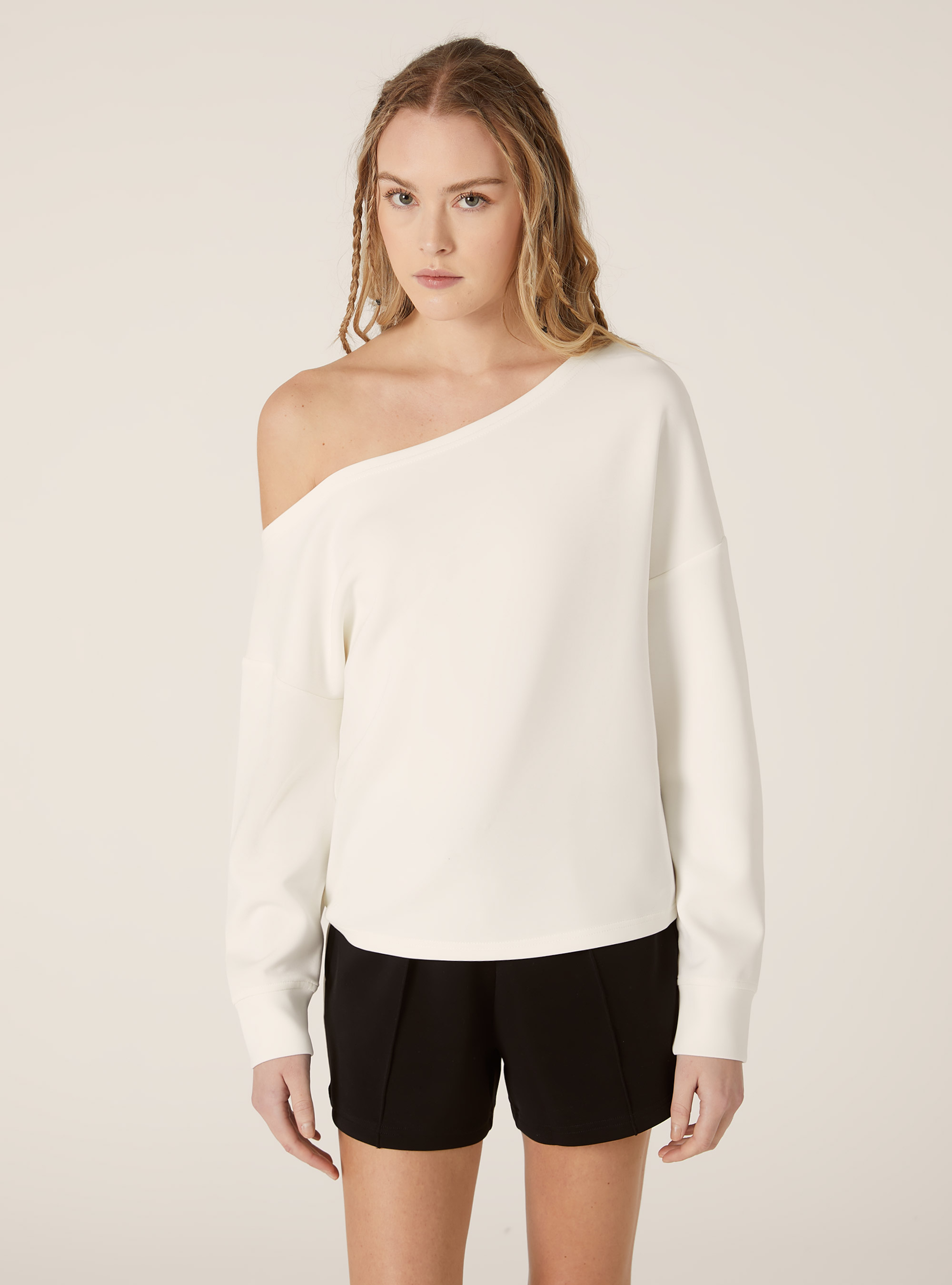 Sweat asym&eacute;trique doux au toucher, WH2 WHITE