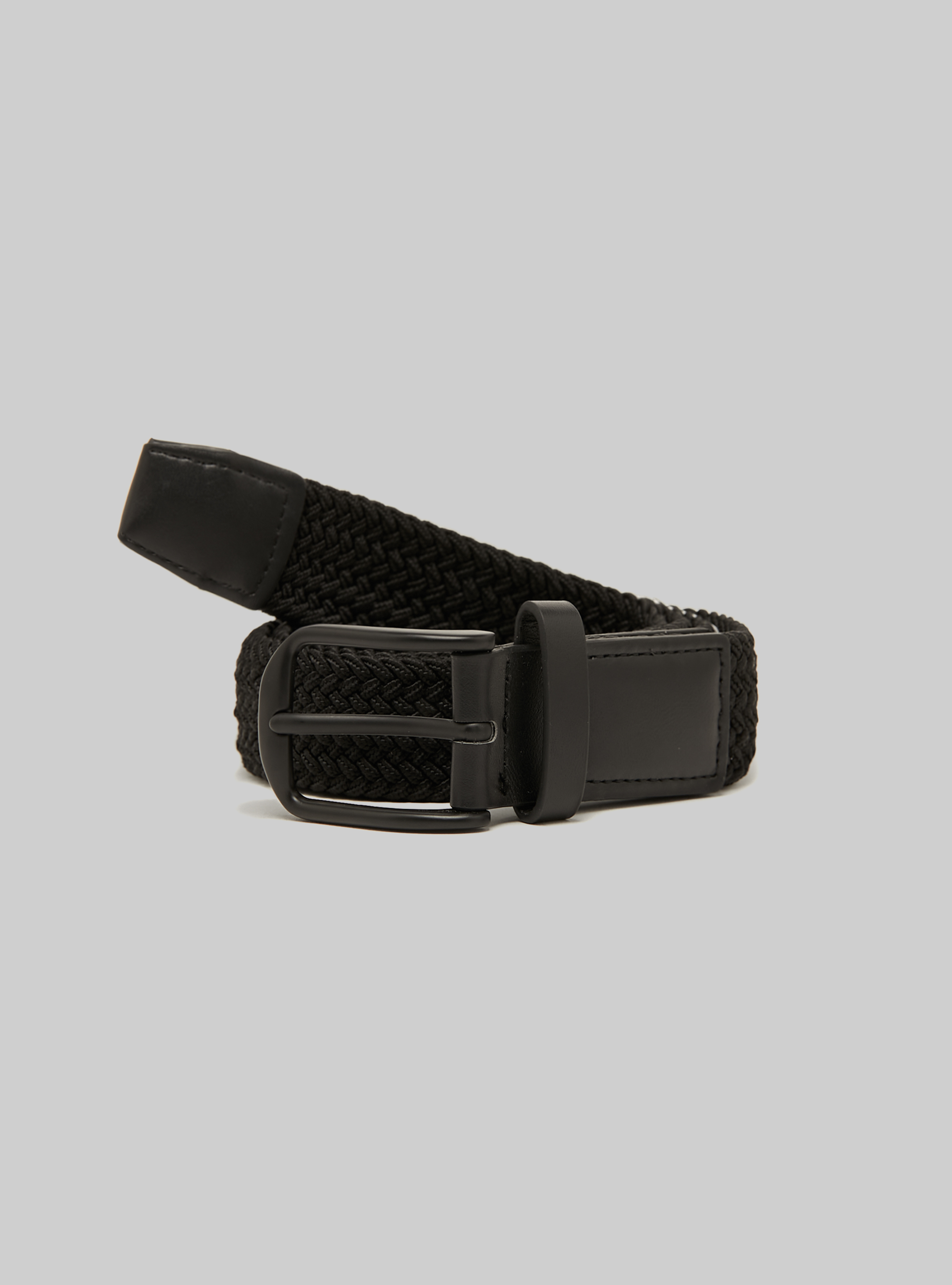 Ceinture tress&eacute;e &eacute;lastique, BK1 BLACK
